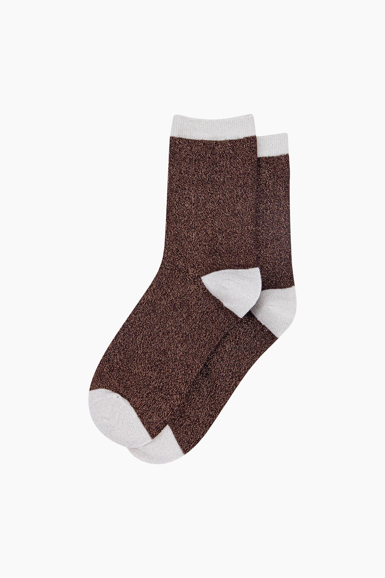 Polka-Dots-Combed-Cotton-Glitter-Socks-in-Chocolate-Brown-Flat-lay