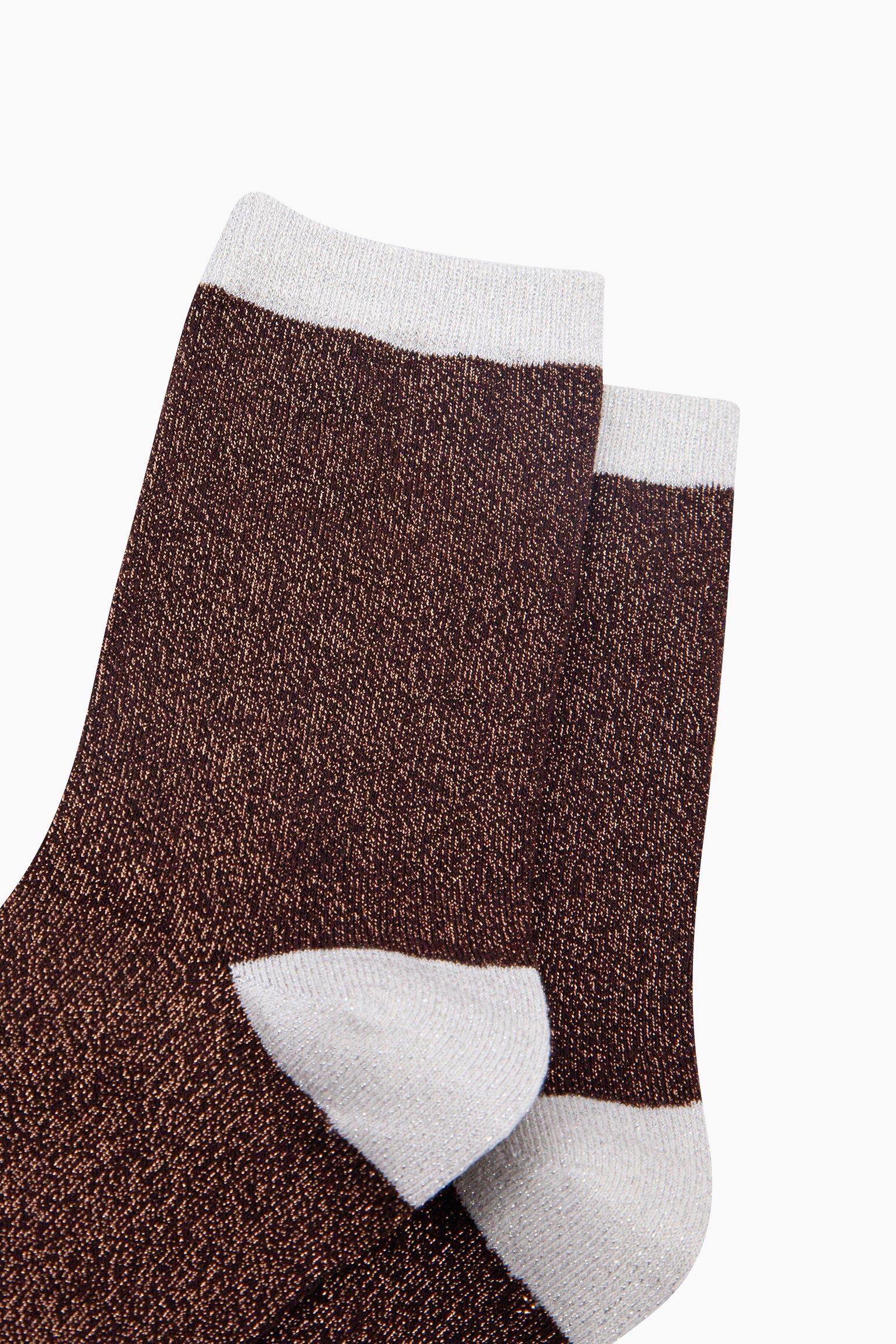 Polka-Dots-Combed-Cotton-Glitter-Socks-in-Chocolate-Brown-close-up