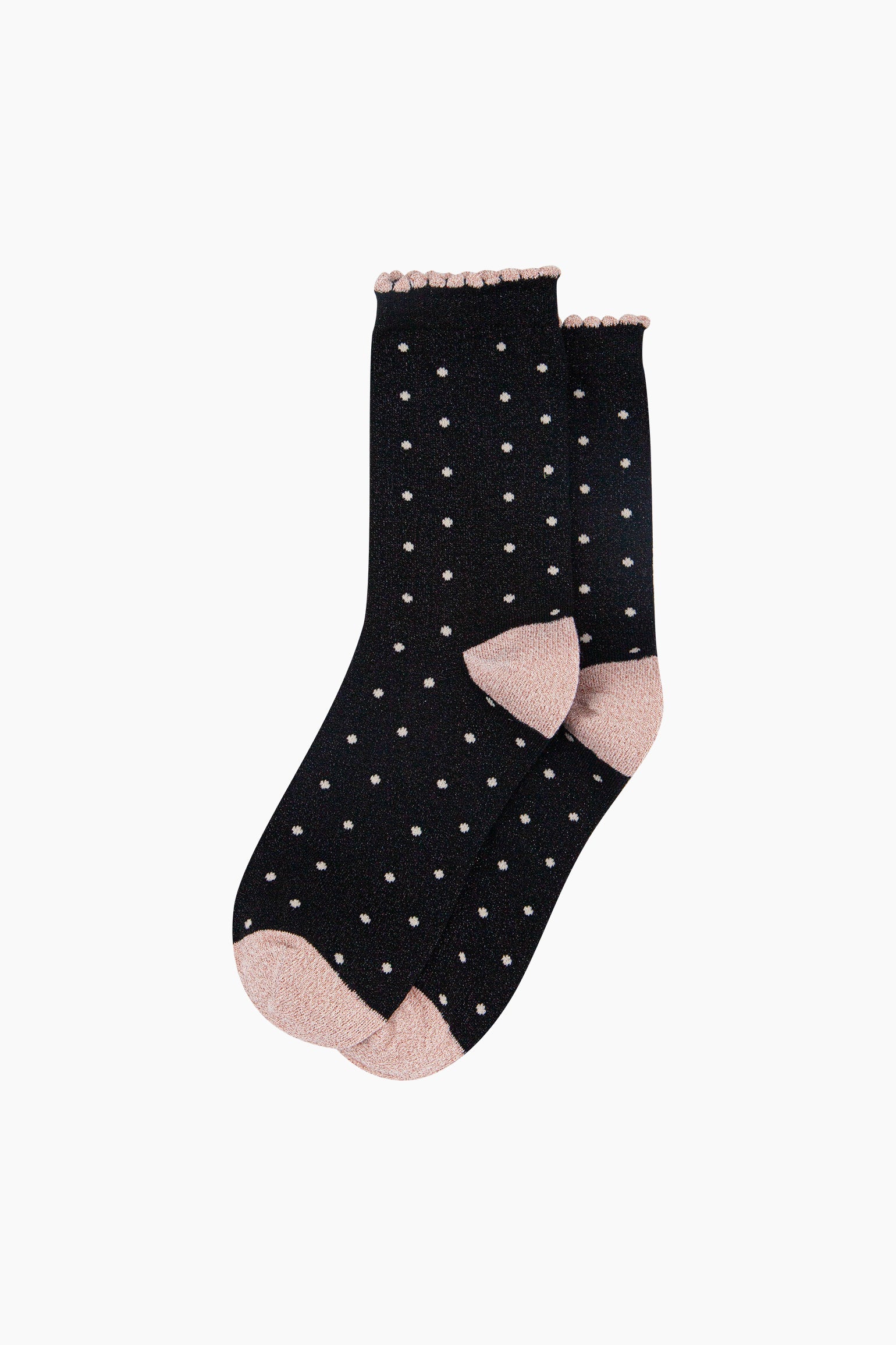 Small-Spots-Combed-Cotton-Glitter-Socks-in-Black-Gold-flat-lay