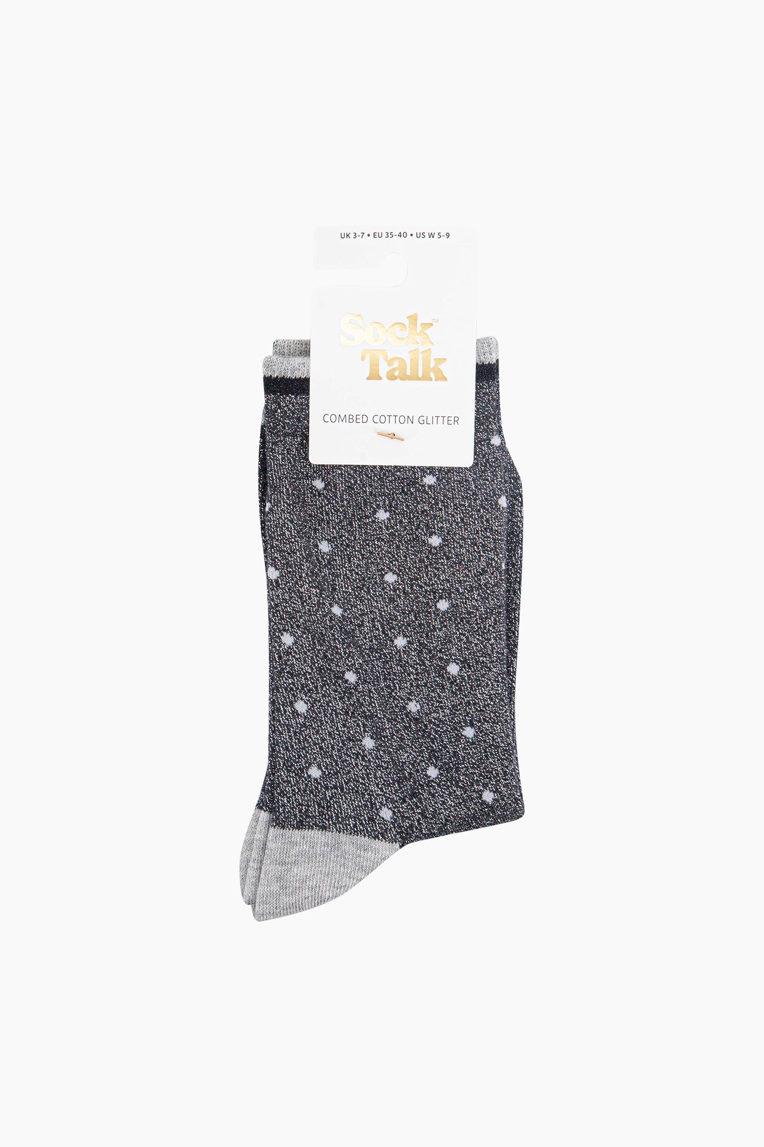 Small-Spots-Combed-Cotton-Glitter-Socks-in-Dark-Grey-in-packaging