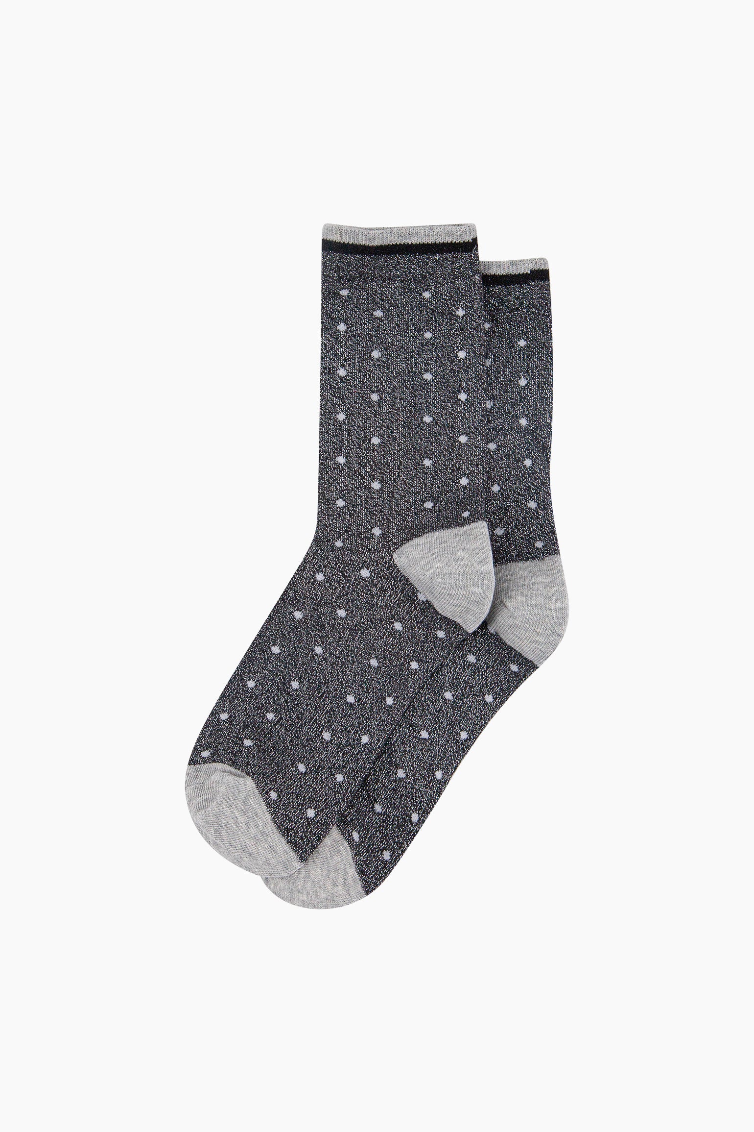 Small-Spots-Combed-Cotton-Glitter-Socks-in-Dark-Grey-flat-lay
