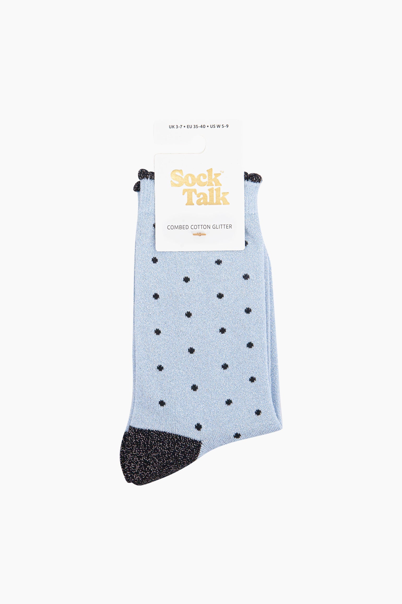 Small-Spots-Combed-Cotton-Glitter-Socks-in-Light-Blue-in-packaging