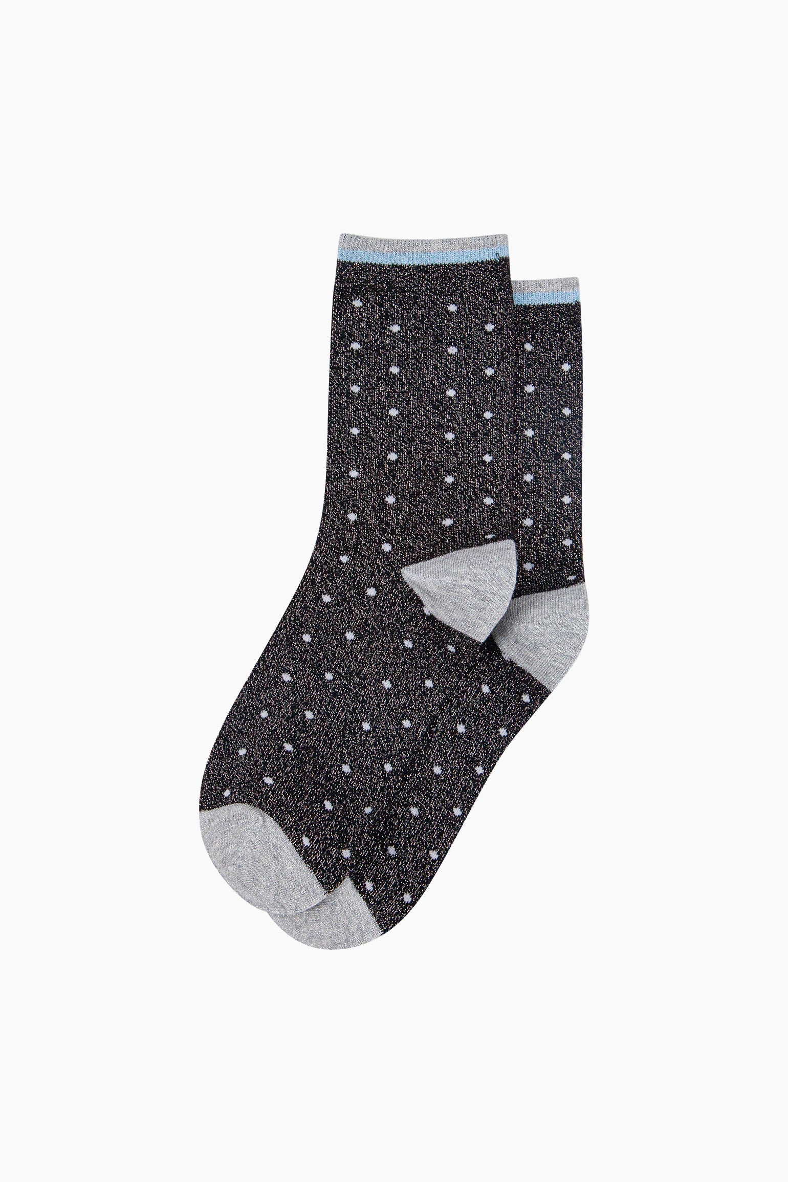 Small-Spots-Combed-Cotton-Glitter-Socks-in-Navy-Blue-flat-lay