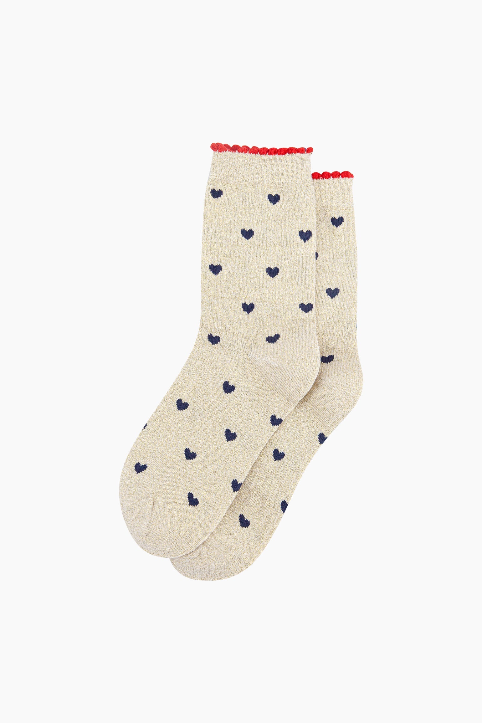 Love-Hearts-Combed-Cotton-Glitter-Socks-in-Cream-Navy-Blue-flat-lay