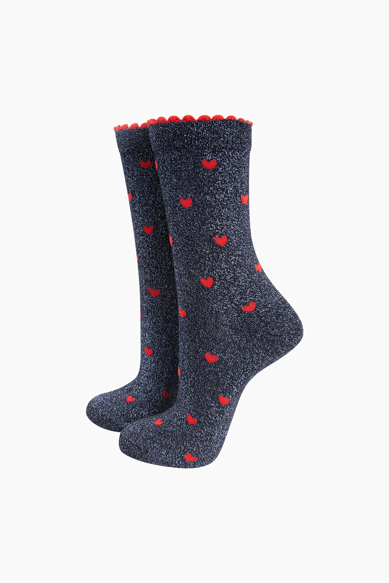 Love-Hearts-Combed-Cotton-Glitter-Socks-in-Navy-Blue-Red-mannequin