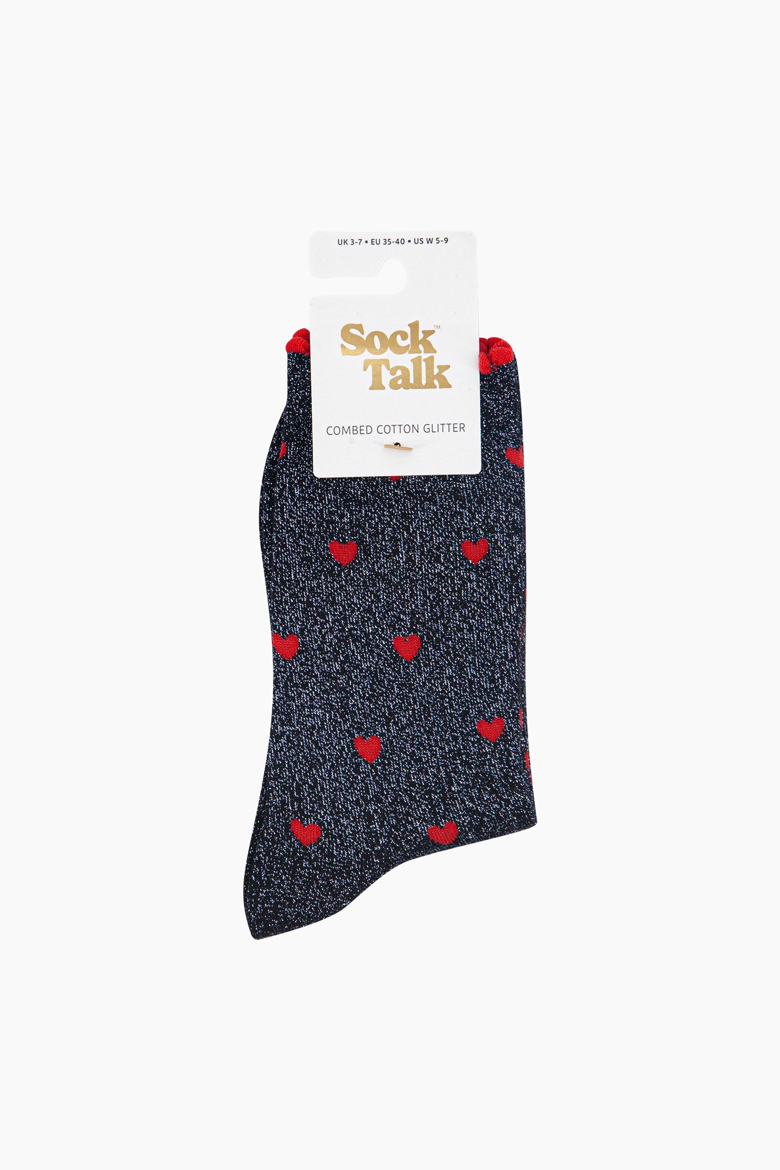 Love-Hearts-Combed-Cotton-Glitter-Socks-in-Navy-Blue-Red-in-packaging