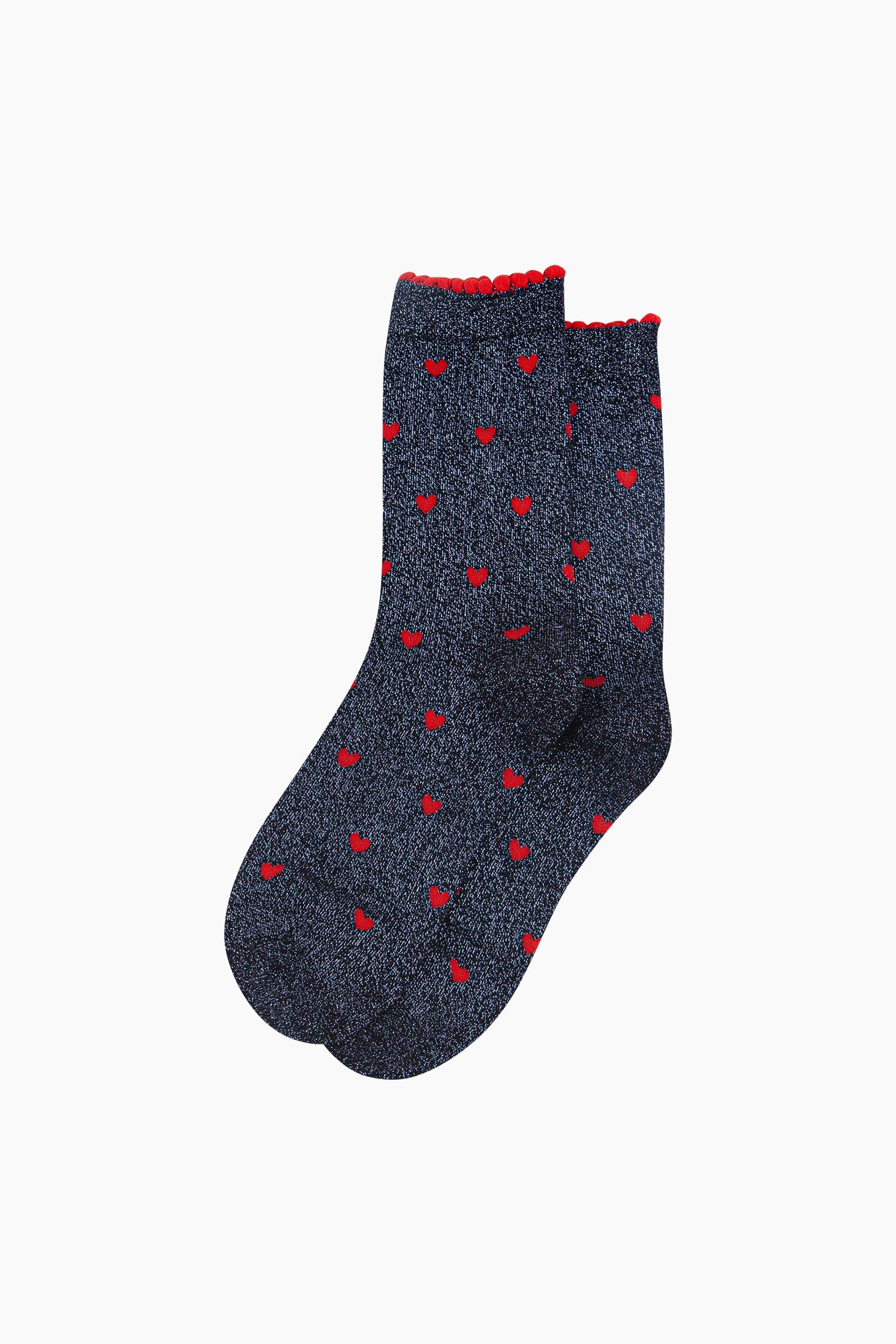 Love-Hearts-Combed-Cotton-Glitter-Socks-in-Navy-Blue-Red-flat-lay