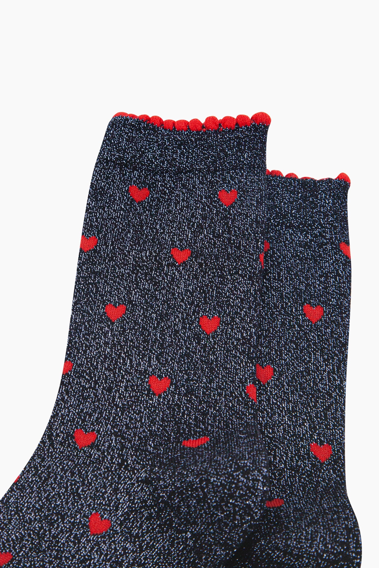 Love-Hearts-Combed-Cotton-Glitter-Socks-in-Navy-Blue-Red-close-up