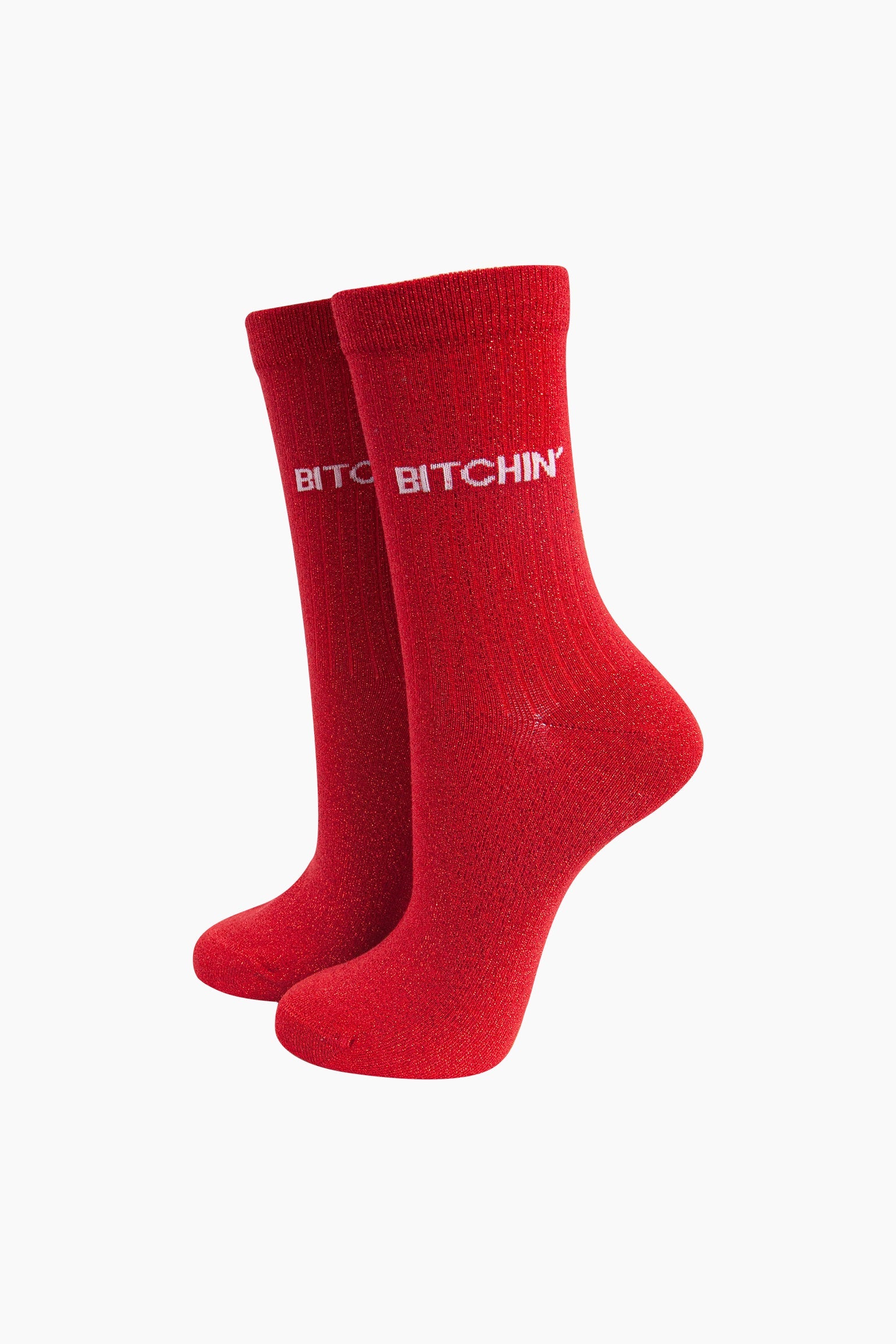 Bitchin-Combed-Cotton-Glitter-Socks-in-Red-Mannequin