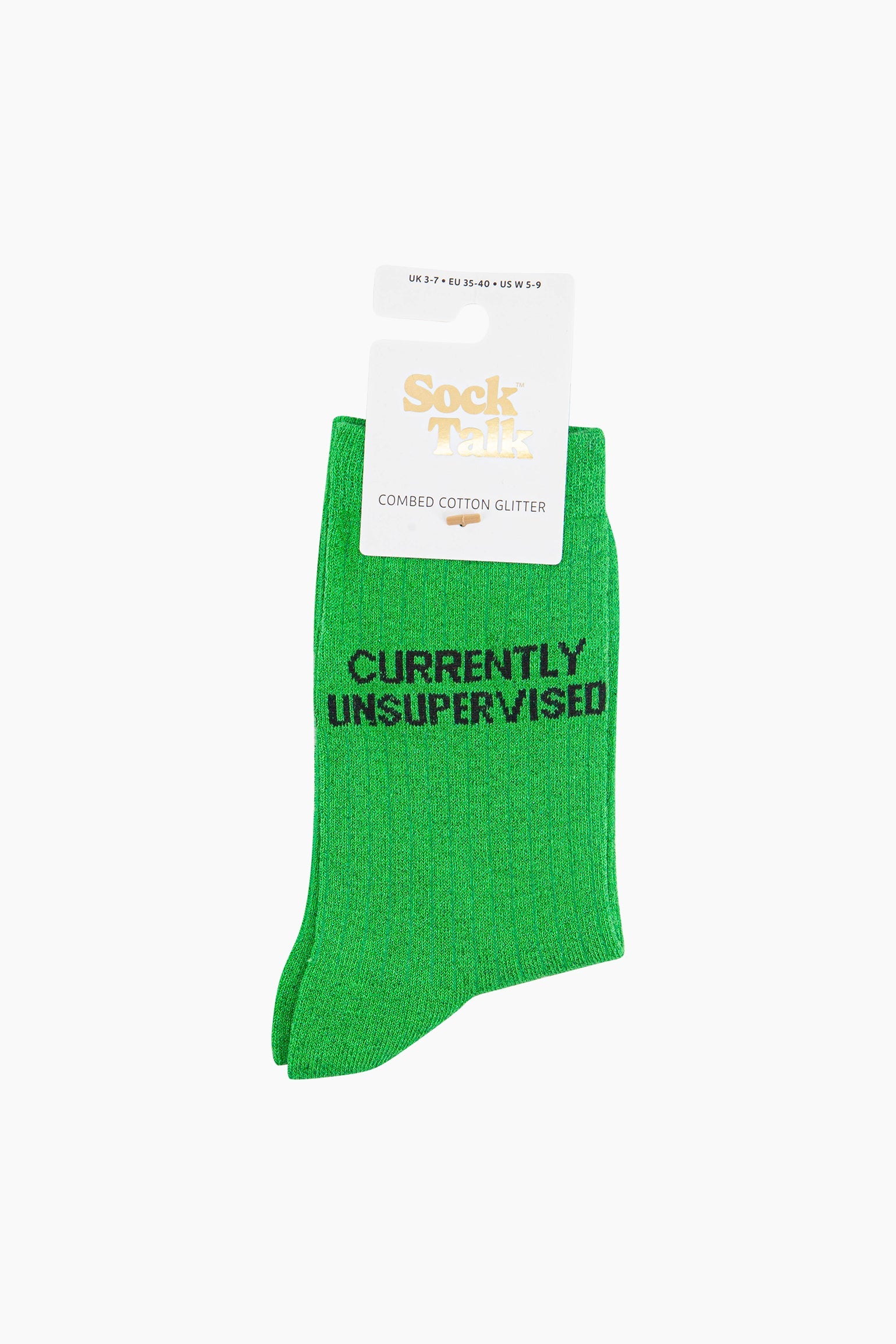 Currently-Unsupervised-Combed-Cotton-Glitter-Socks-in-Lime-Lying-Flat