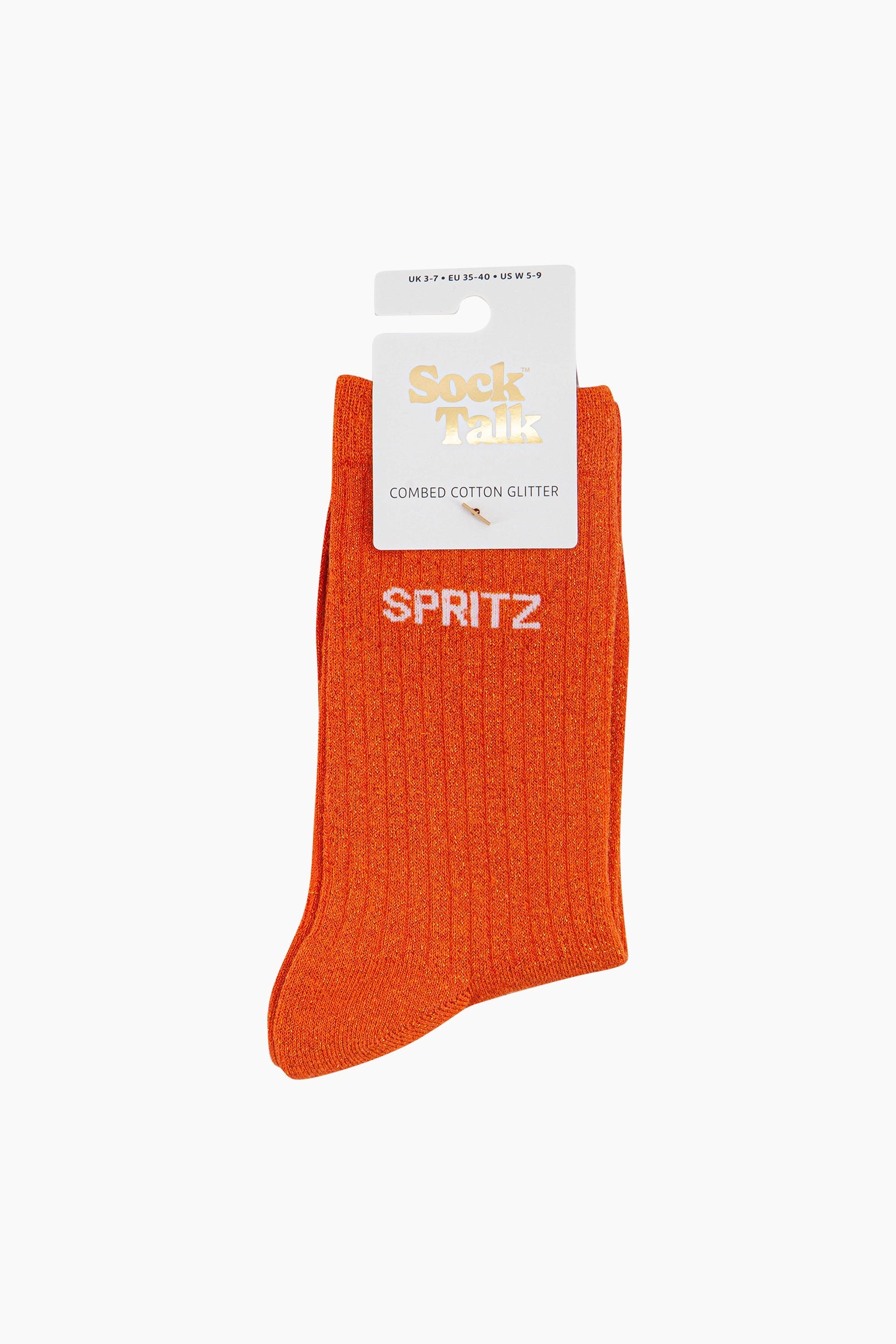 Spritz-Combed-Cotton-Glitter-Socks-in-Orange-Lying-Flat