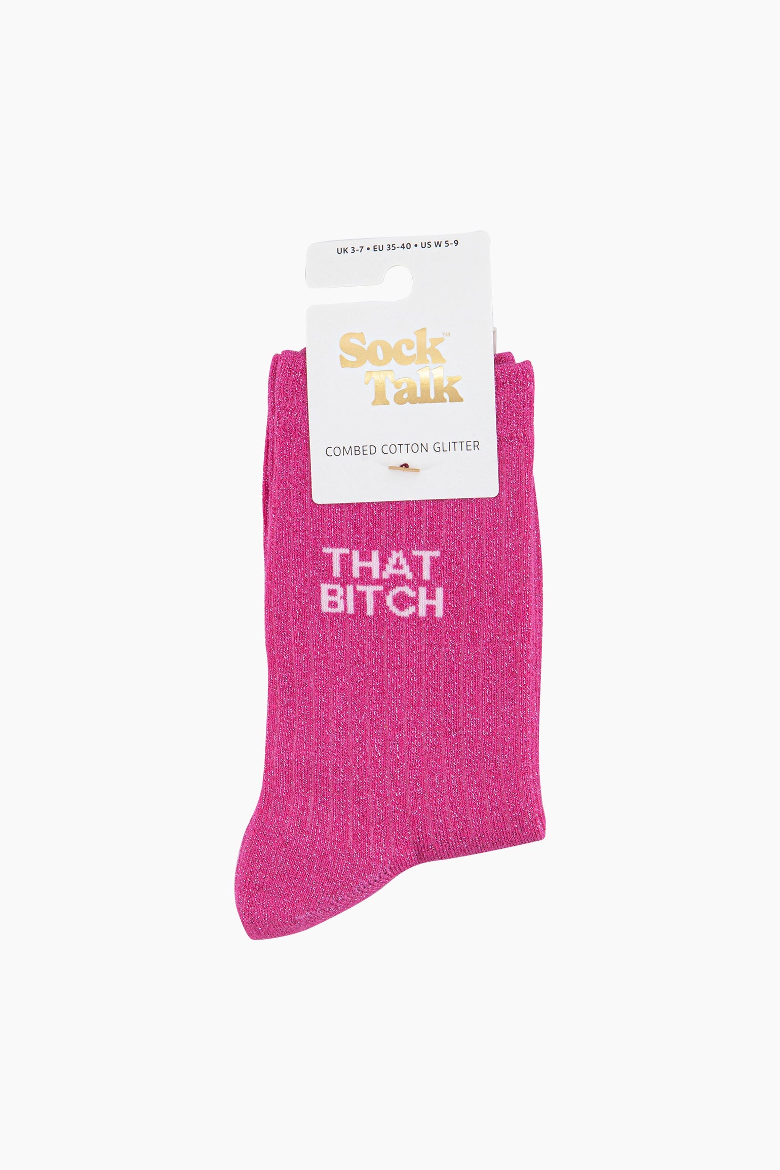 That-Bitch-Combed-Cotton-Glitter-Socks-in-Hot-Pink-Lying-Flat