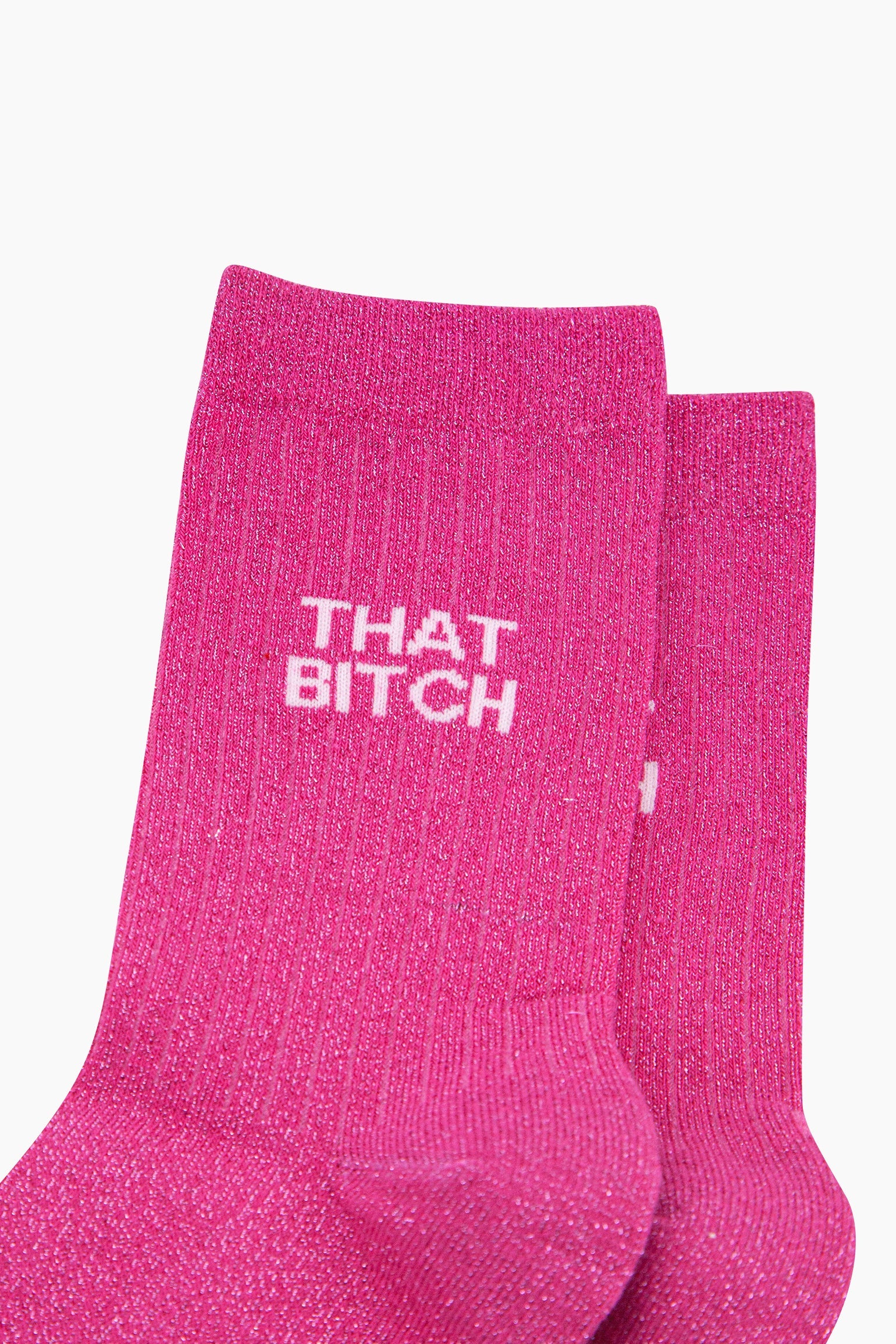 That-Bitch-Combed-Cotton-Glitter-Socks-in-Hot-Pink-Closeup