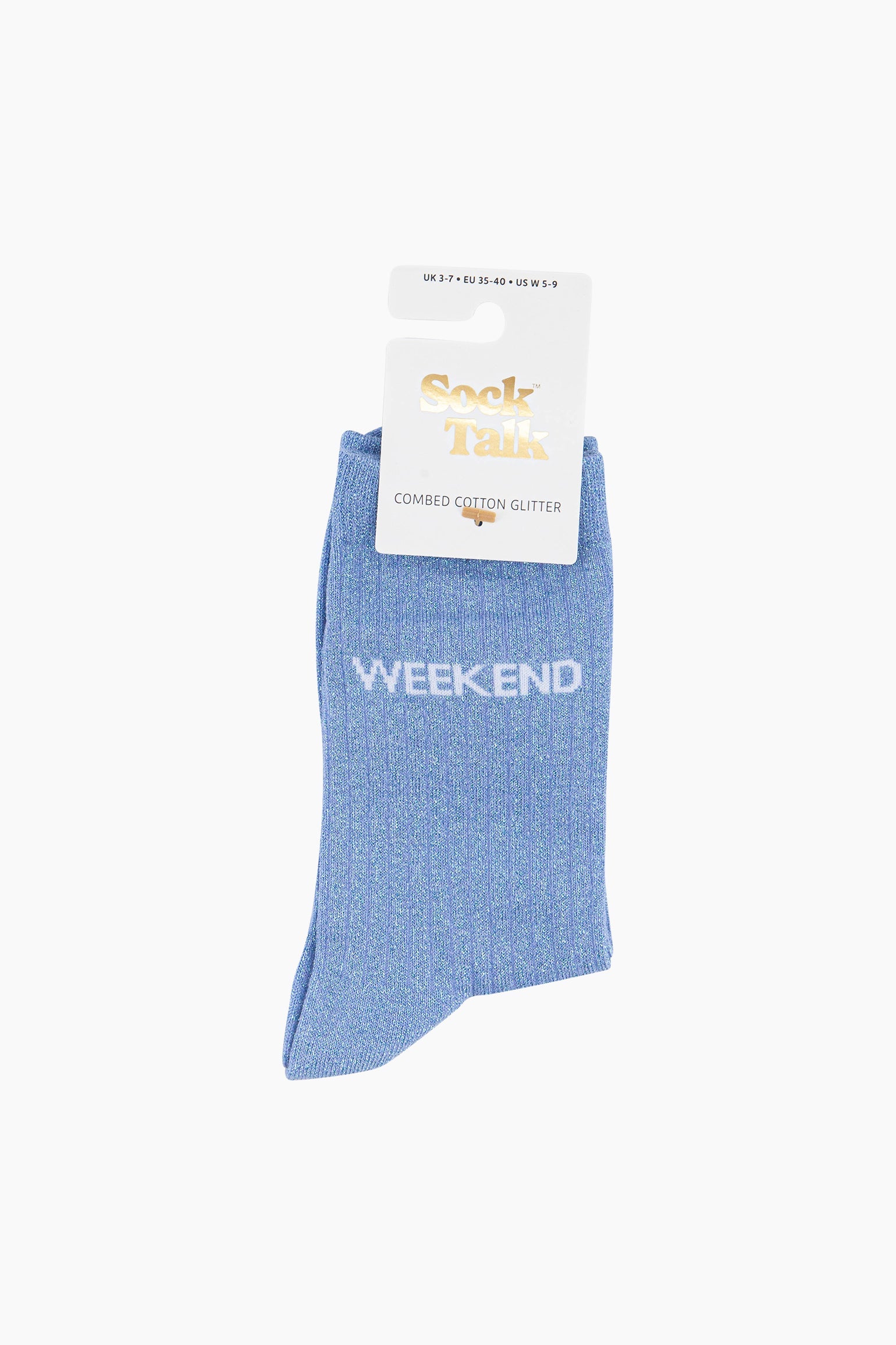 Weekend-Combed-Cotton-Glitter-Socks-in-Light-Blue-In-Packaging