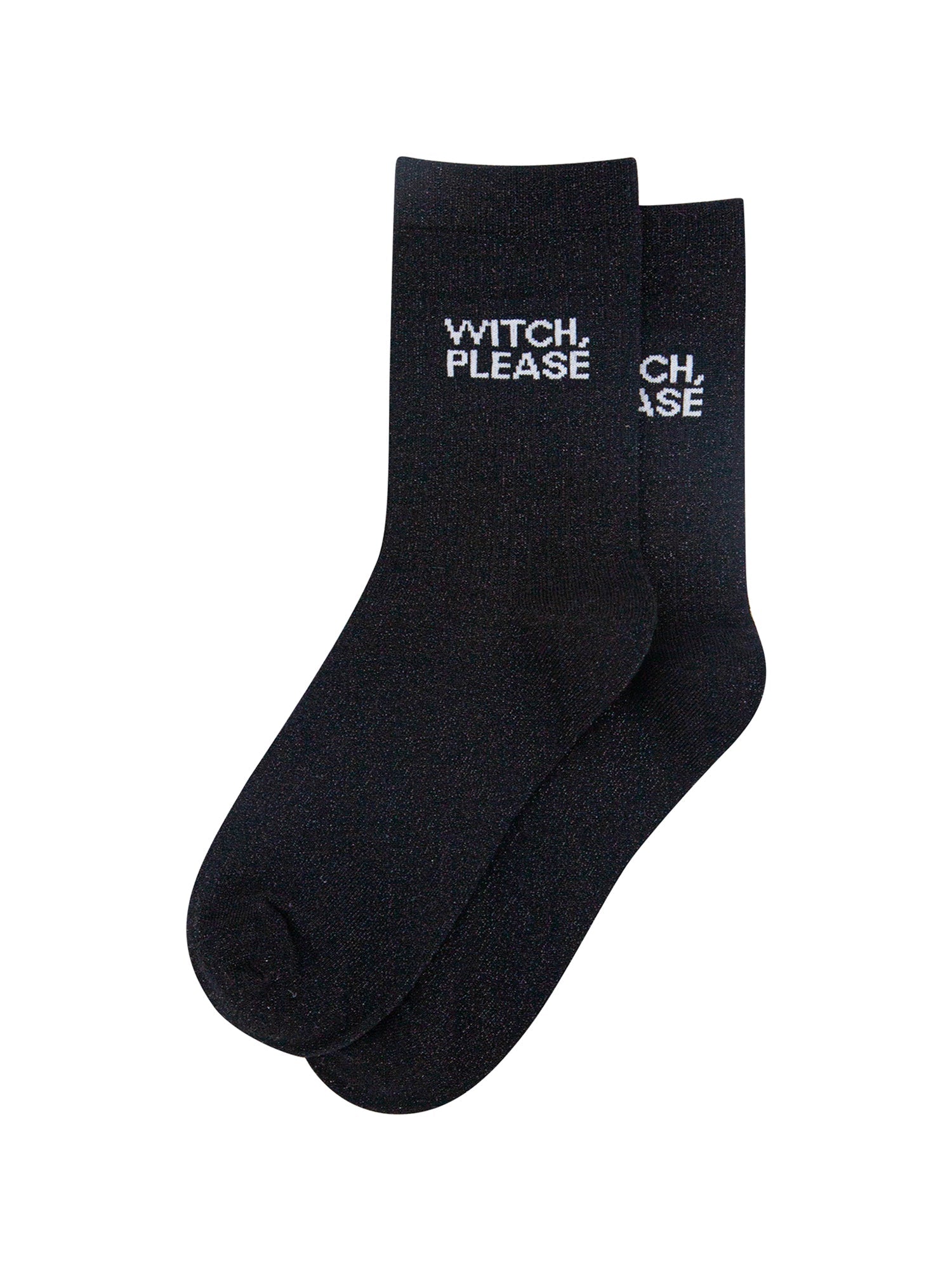 Witch-Please-Combed-Cotton-Glitter-Socks-in-Black-Lying-Flat