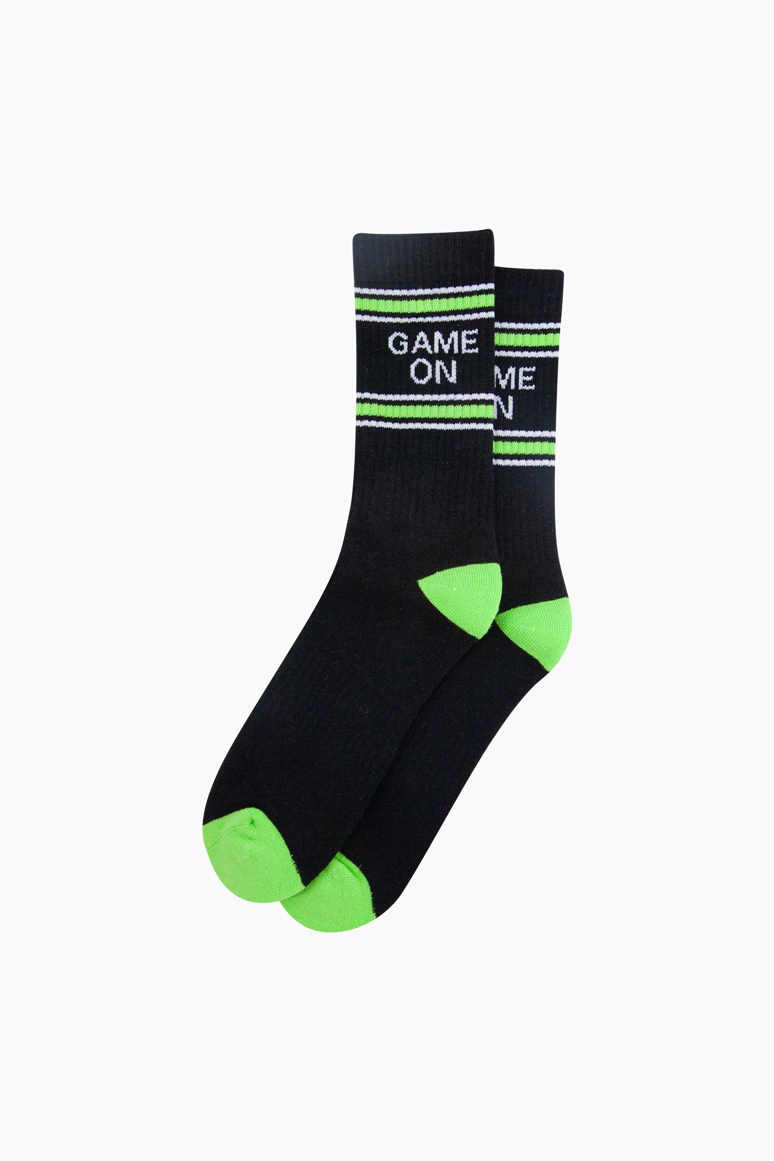 Game-On-Organic-Cotton-Sports-Socks-in-Black-Lying-Flat