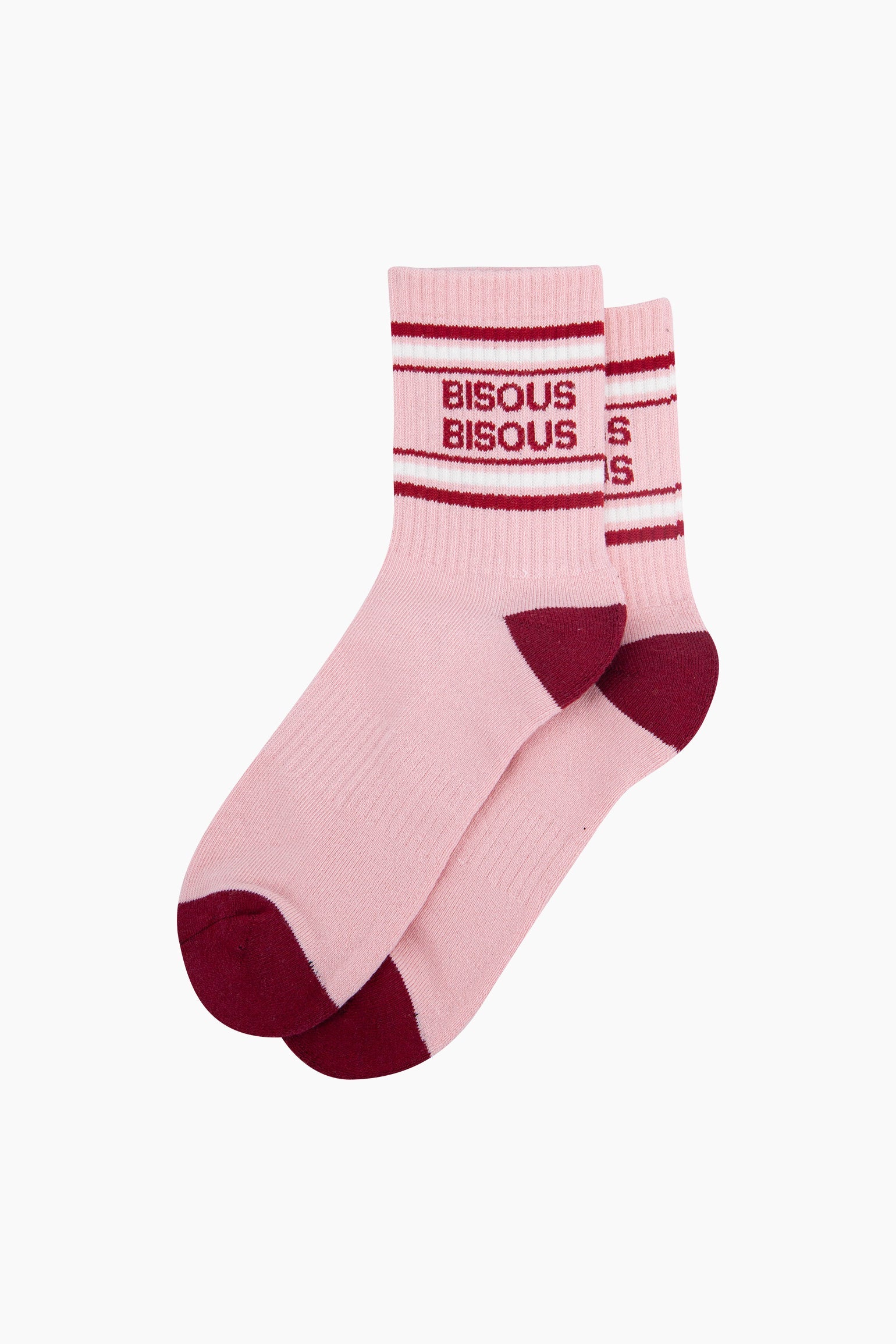 Bisous-Bisous-Organic-Cotton-Sports-Socks-in-Pink-Lying-Flat