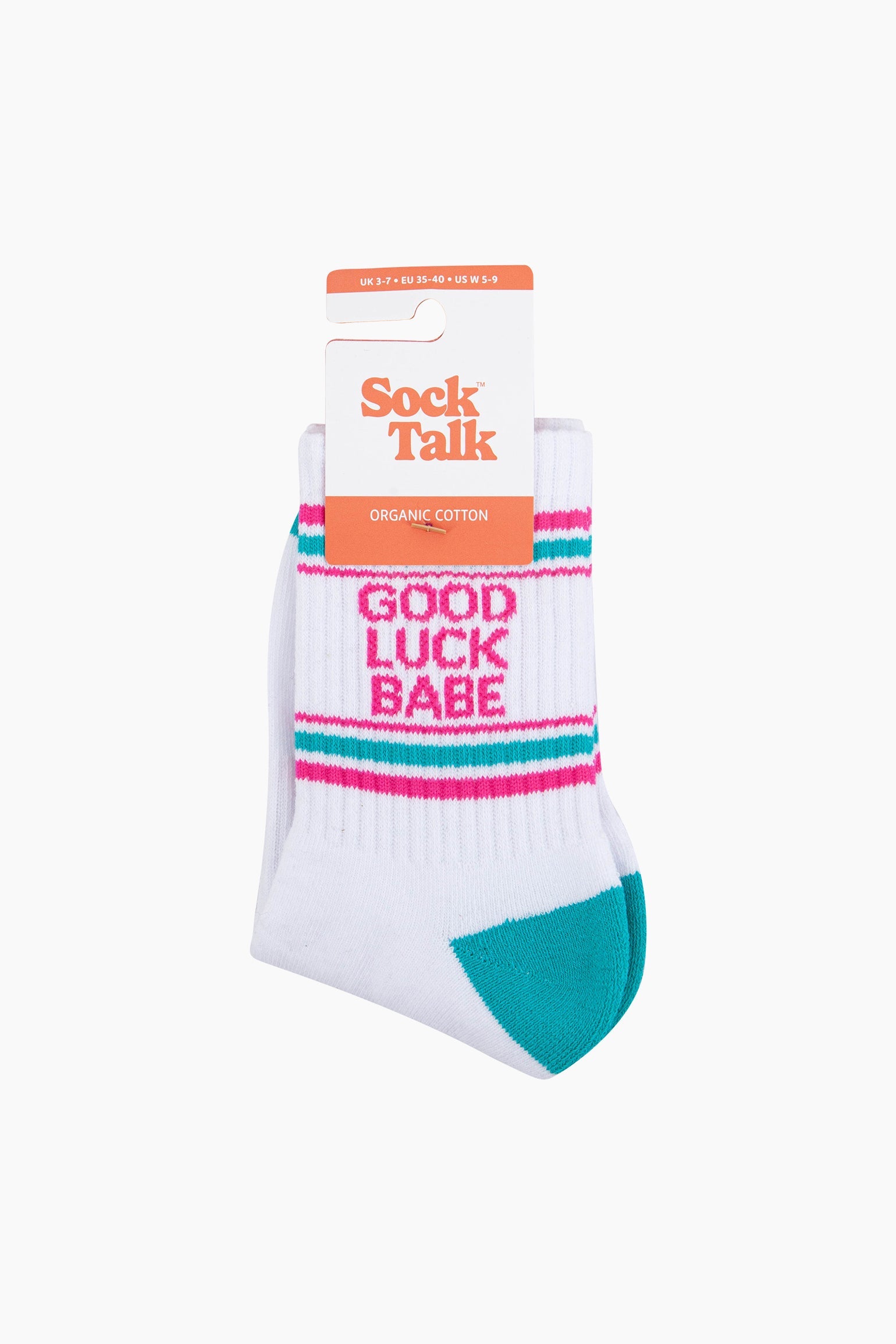 Good-Luck-Organic-Cotton-Sports-Socks-in-White-In-Packaging