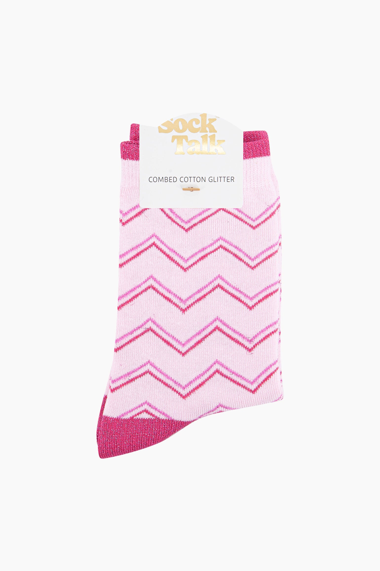 Zig-Zag-Combed-Cotton-Glitter-Socks-in-Pink-In-Packaging