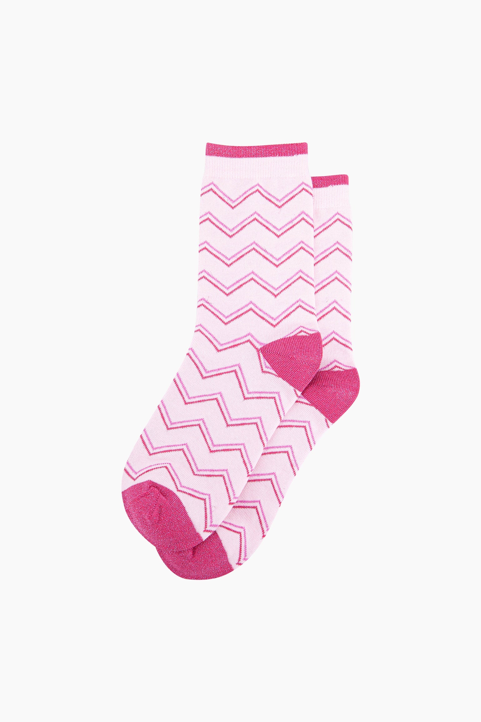 Zig-Zag-Combed-Cotton-Glitter-Socks-in-Pink-Lying-Flat