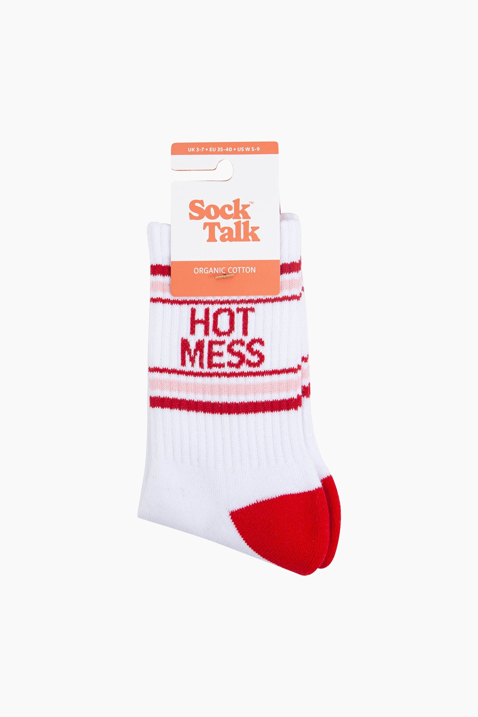Hot-Mess-Organic-Cotton-Sports-Socks-in-White-In-Packaging