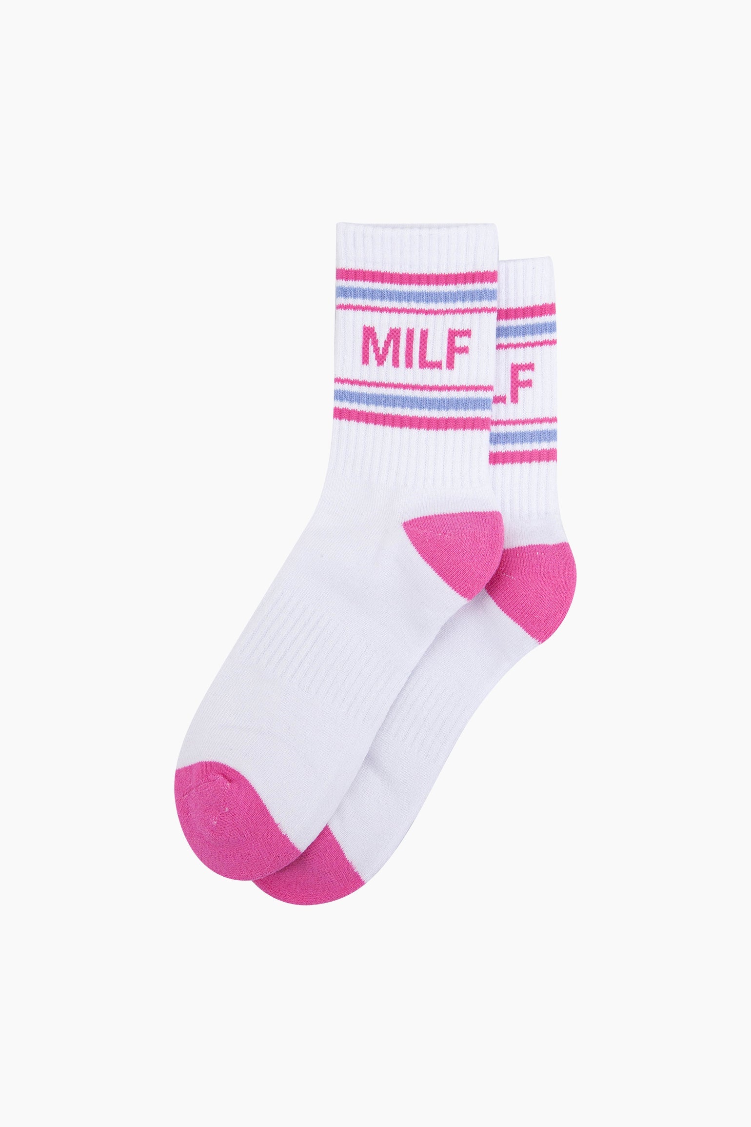 MILF-Organic-Cotton-Sports-Socks-in-White-Lying-Flat