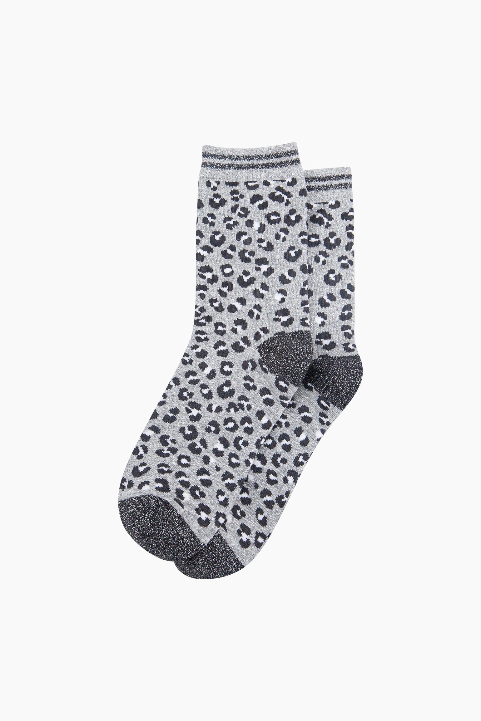 Leopard-Print-Combed-Cotton-Glitter-Socks-in-Grey-Lying-Flat