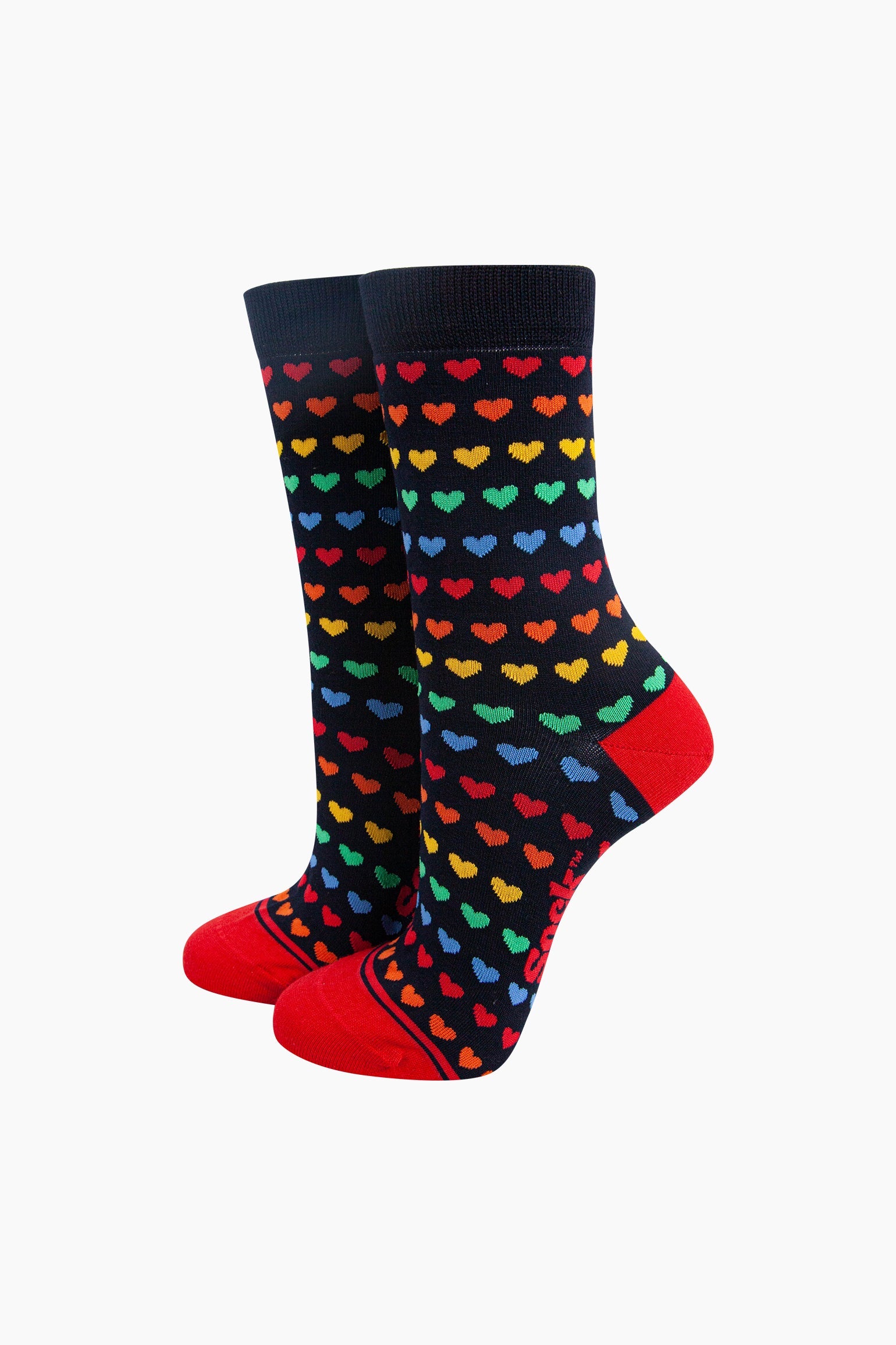 Rainbow-Love-Hearts-Bamboo-Socks-in-Navy-Mannequin