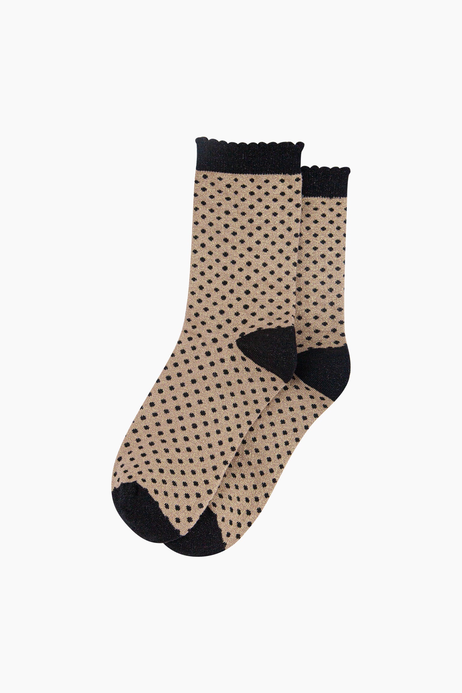 Polka-Dots-Combed-Cotton-Glitter-Socks-in-Black-Gold-flat-lay