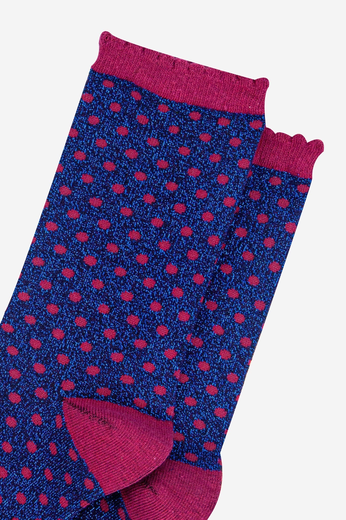 womens-navy-blue-berry-polka-dots-glitter-socks-close-up