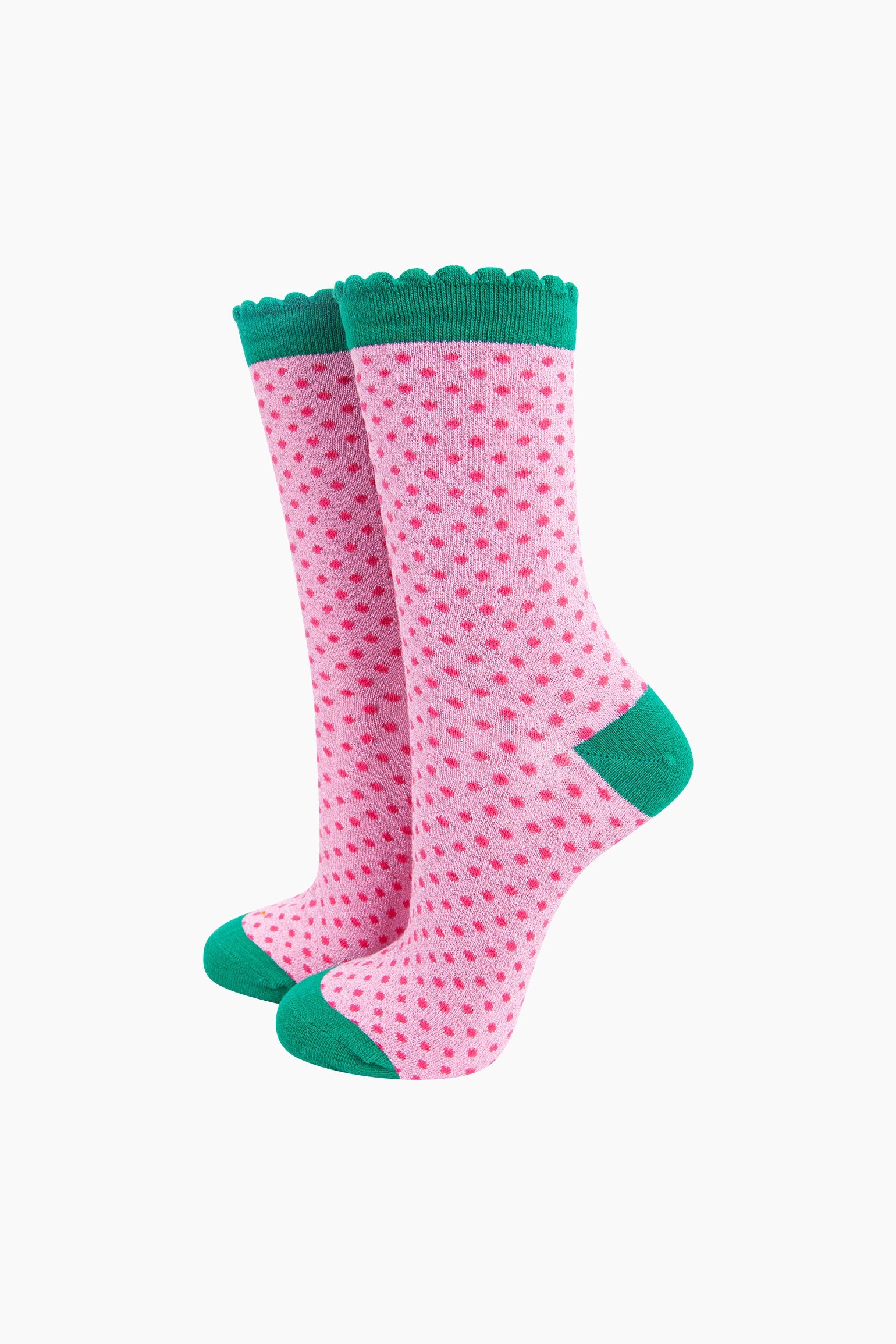 Polka-Dots-Combed-Cotton-Glitter-Socks-in-Pink-mannequin