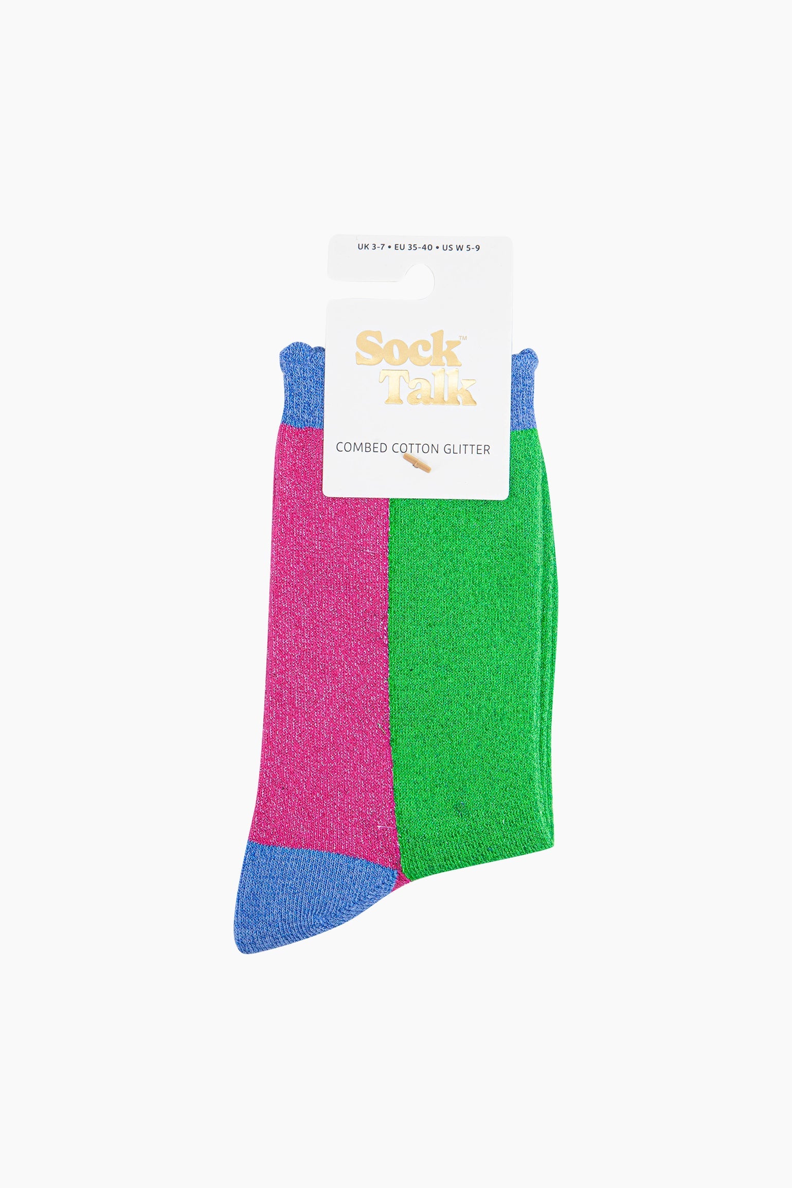 Colour-Block-Combed-Cotton-Glitter-Socks-in-Lime-Hot-Pink-in-packaging