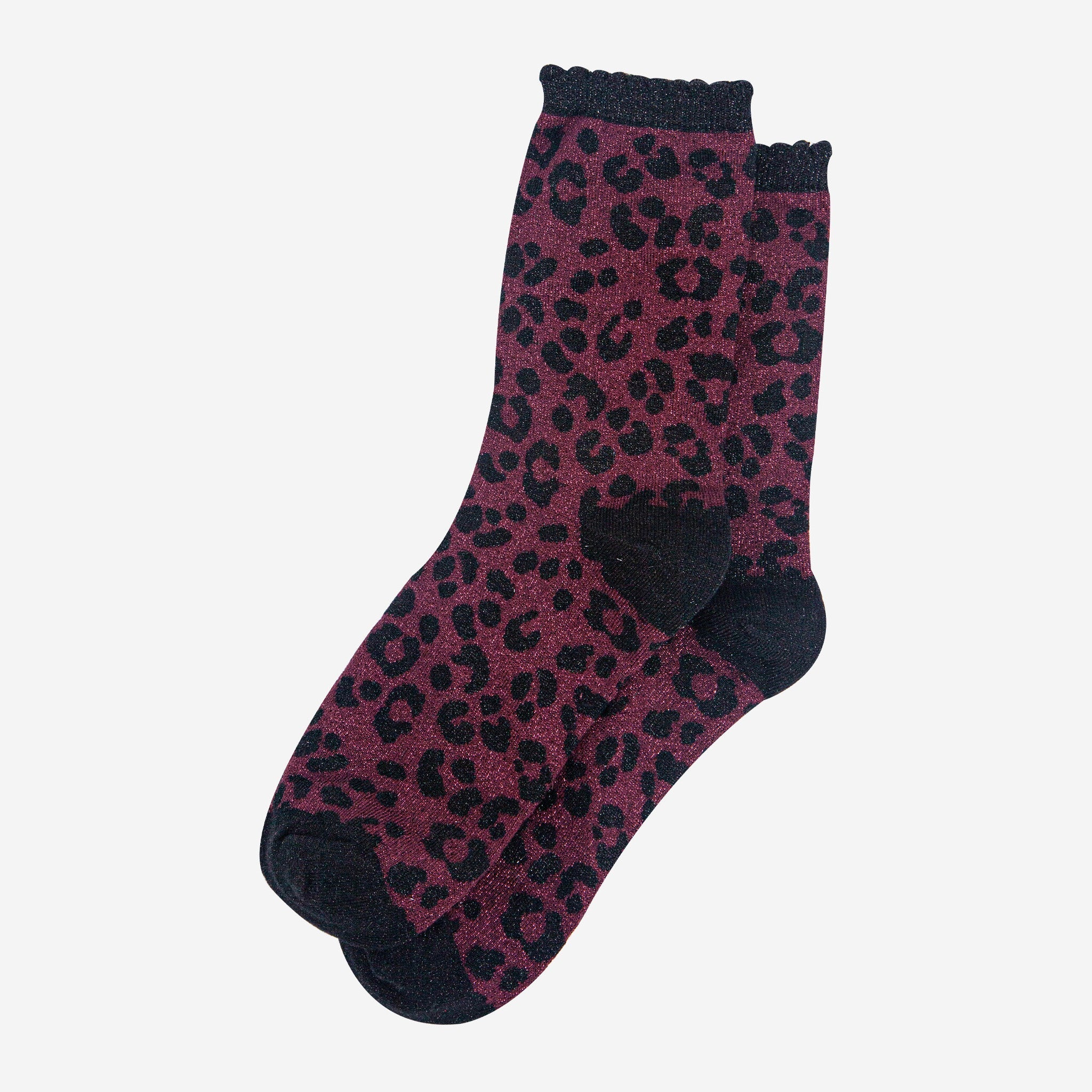 womens-berry-leopard-print-glitter-socks-laying-flat