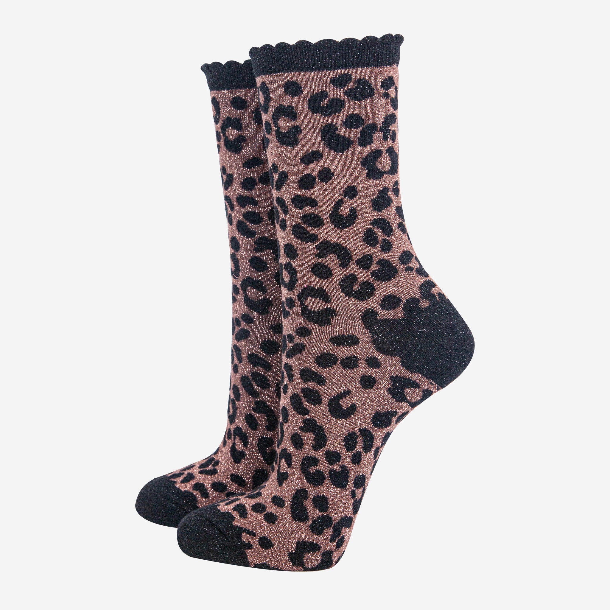 womens-chocolate-leopard-print-glitter-socks-sparkly-cotton