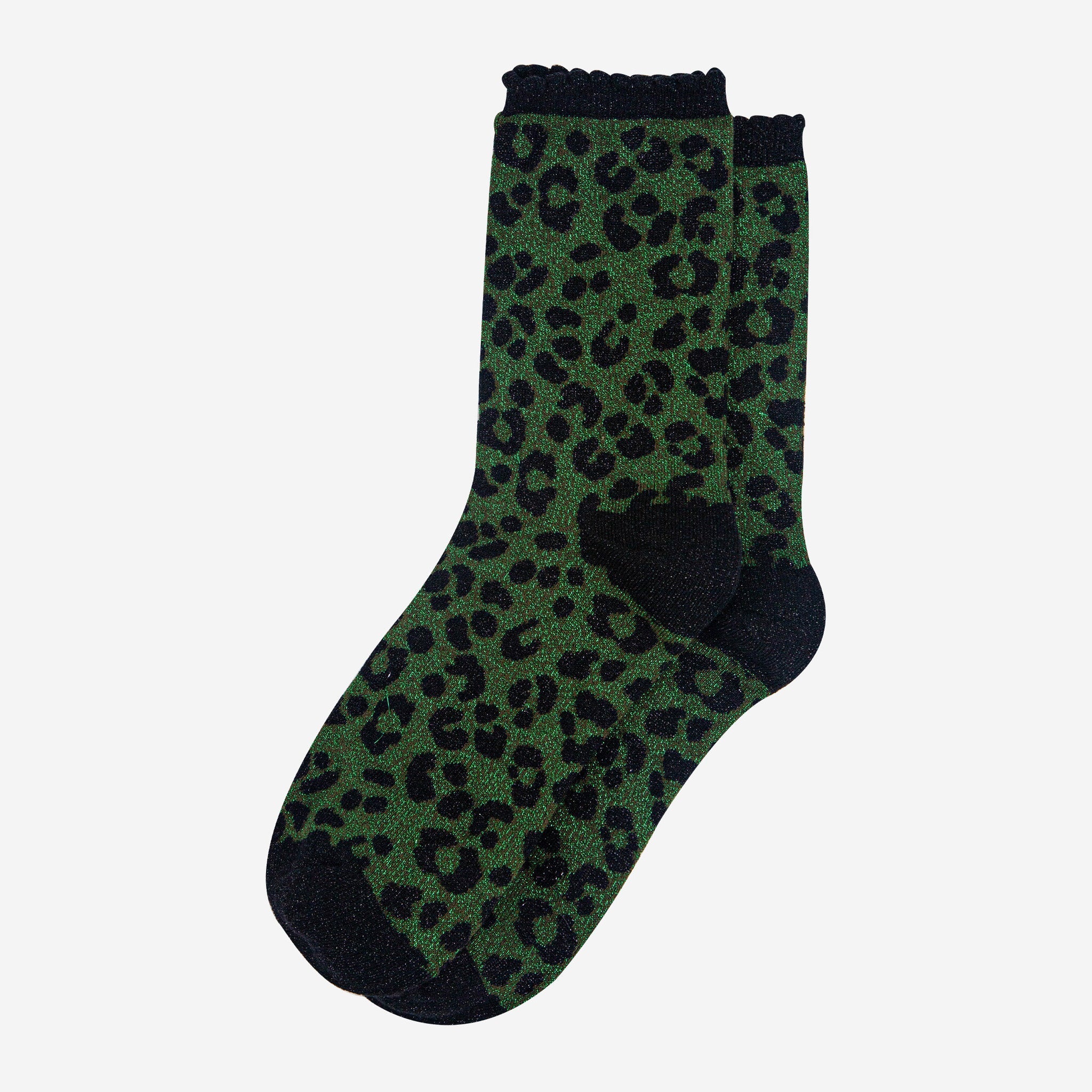 womens-khaki-leopard-print-glitter-socks-laying-flat