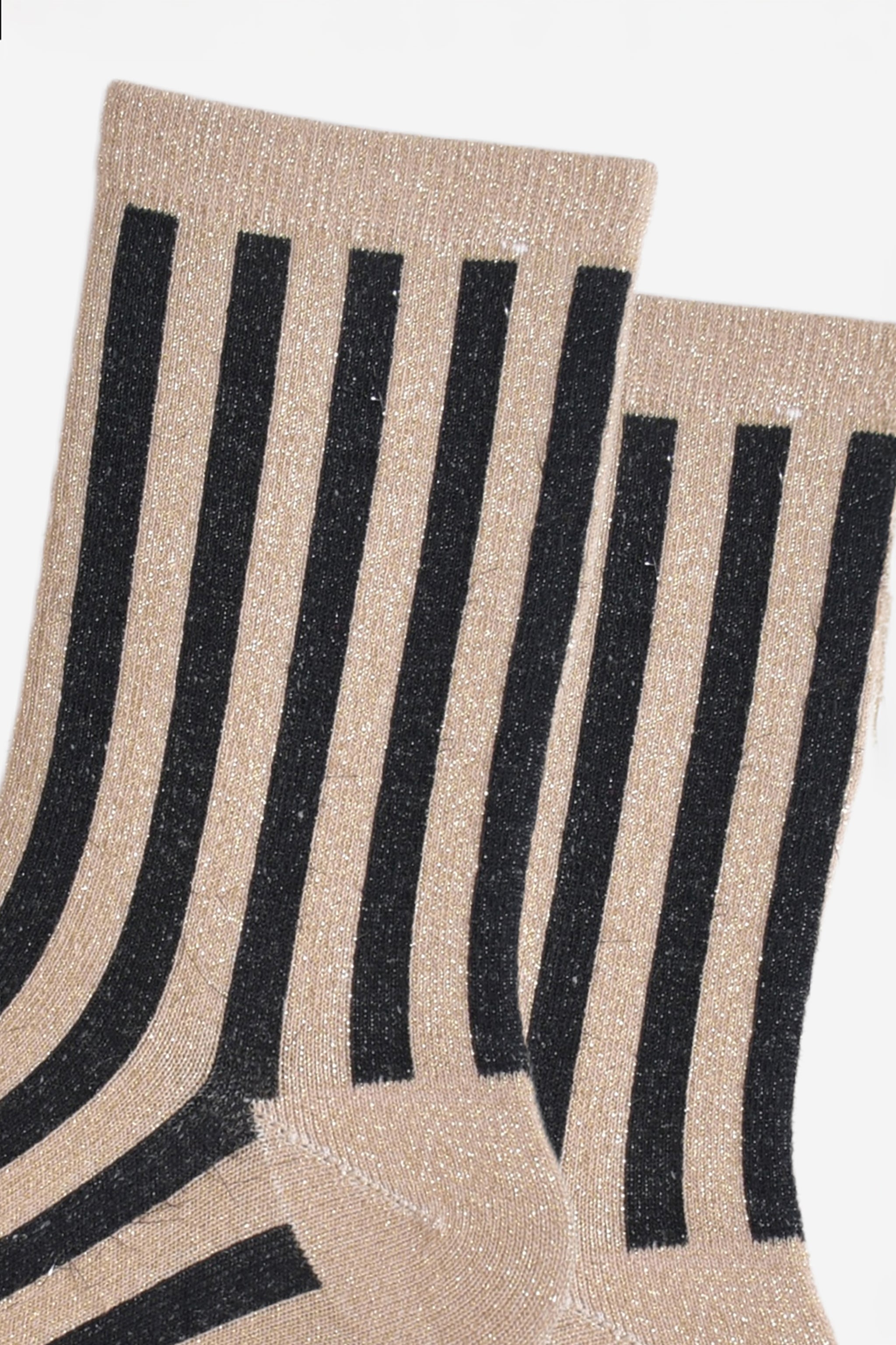 Women's Glitter Socks - Gold/Black, Vertical Stripe