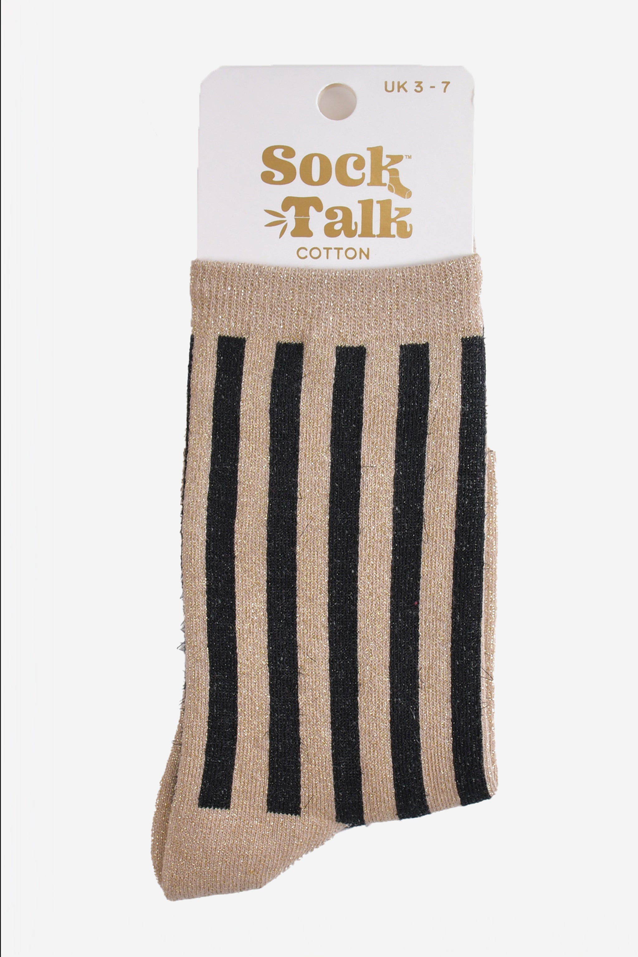 Women's Glitter Socks - Gold/Black, Vertical Stripe