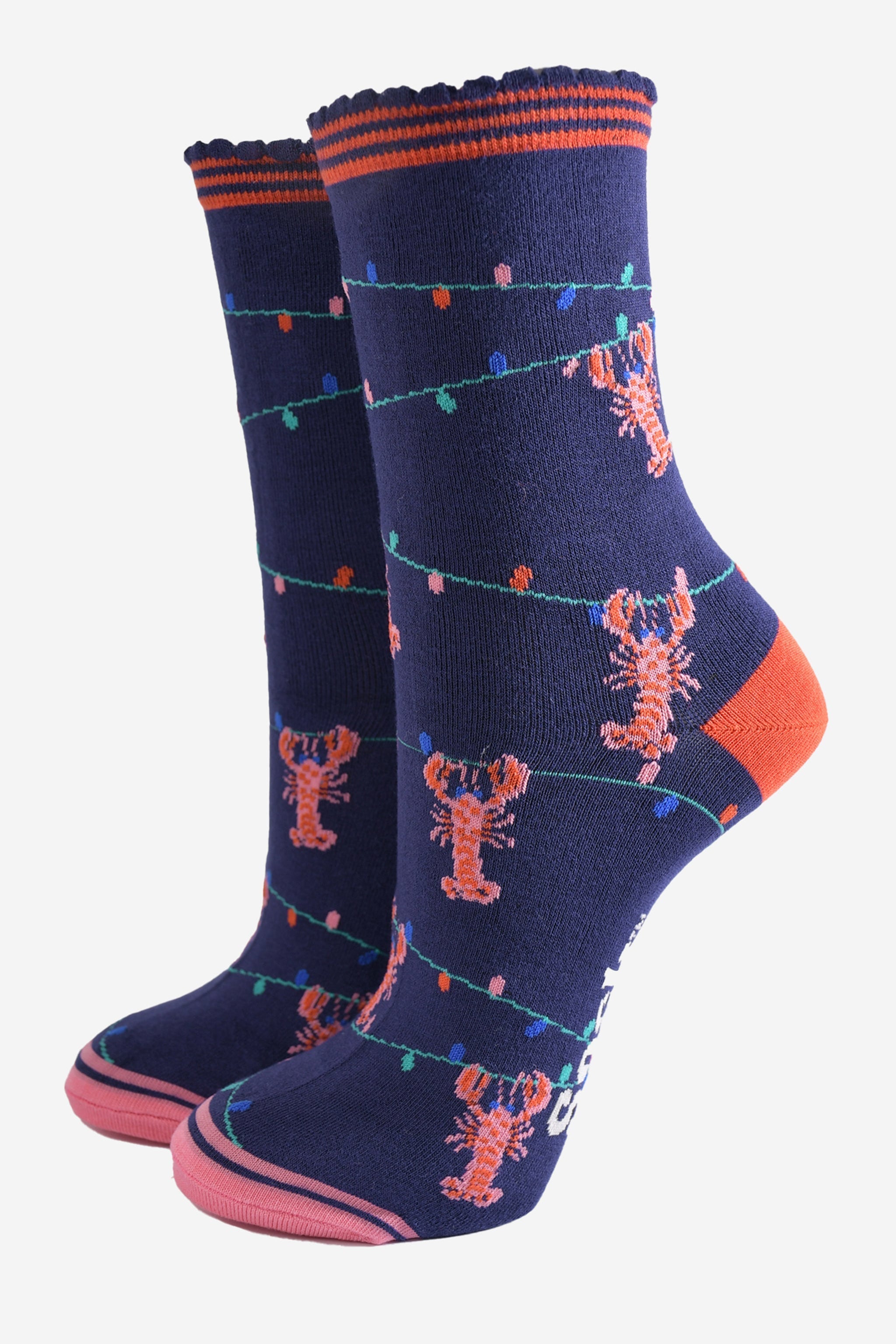 womens-socks-gift-box-blue-lobsters-party-lights