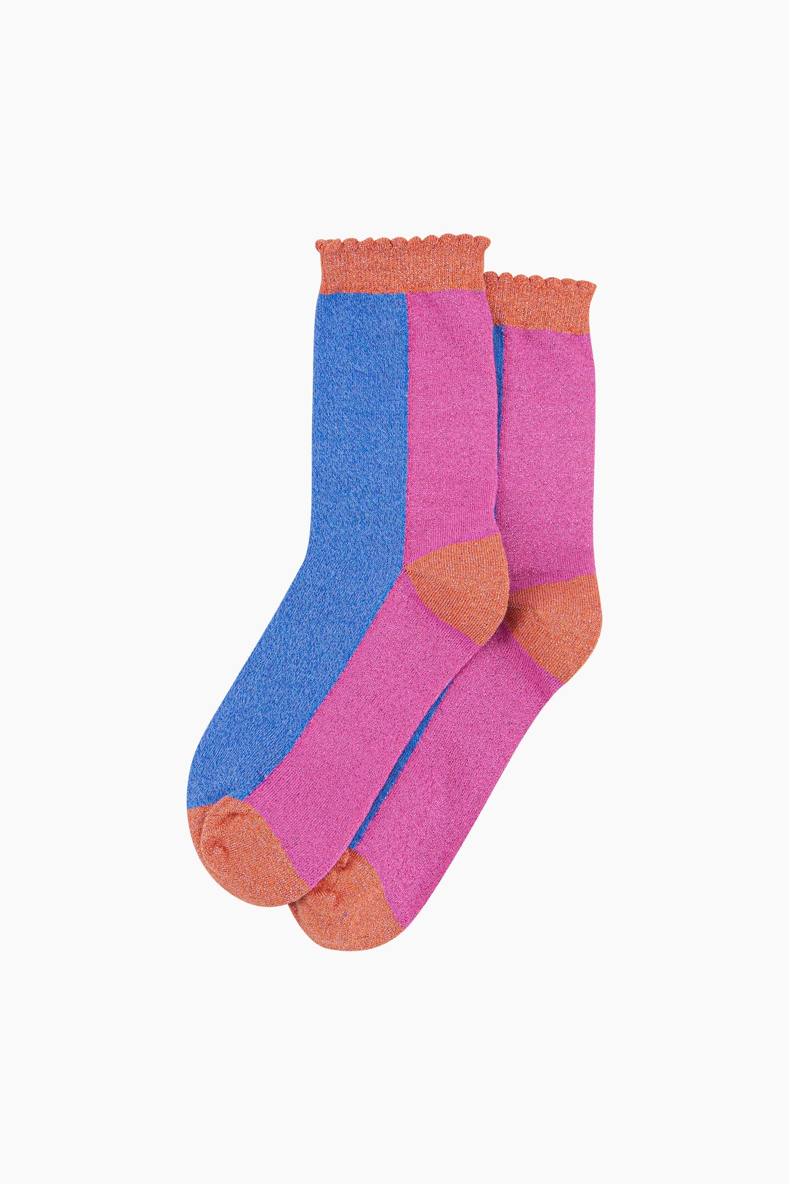 Colour-Block-Combed-Cotton-Glitter-Socks-in-Blue-Pink-flat-lay