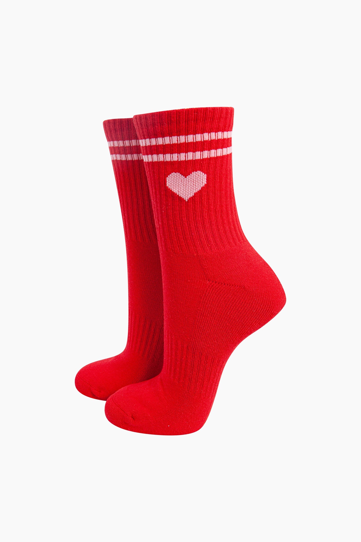 Love-Heart-Combed-Cotton-Sports-Socks-in-Red-Mannequin