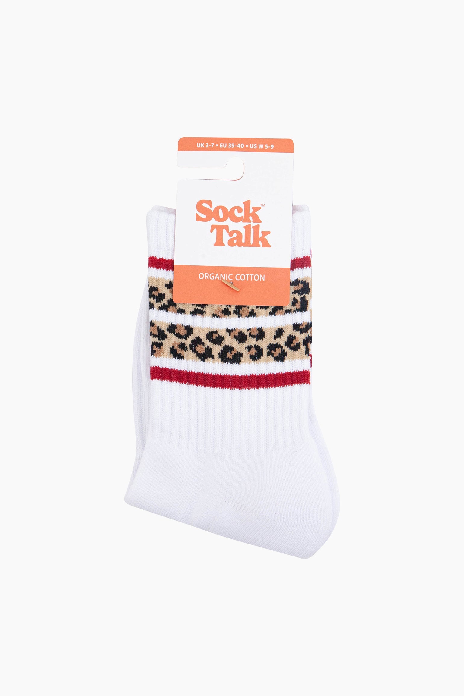 Leopard-Print-Striped-Combed-Cotton-Sports-Socks-in-White-In-Packaging