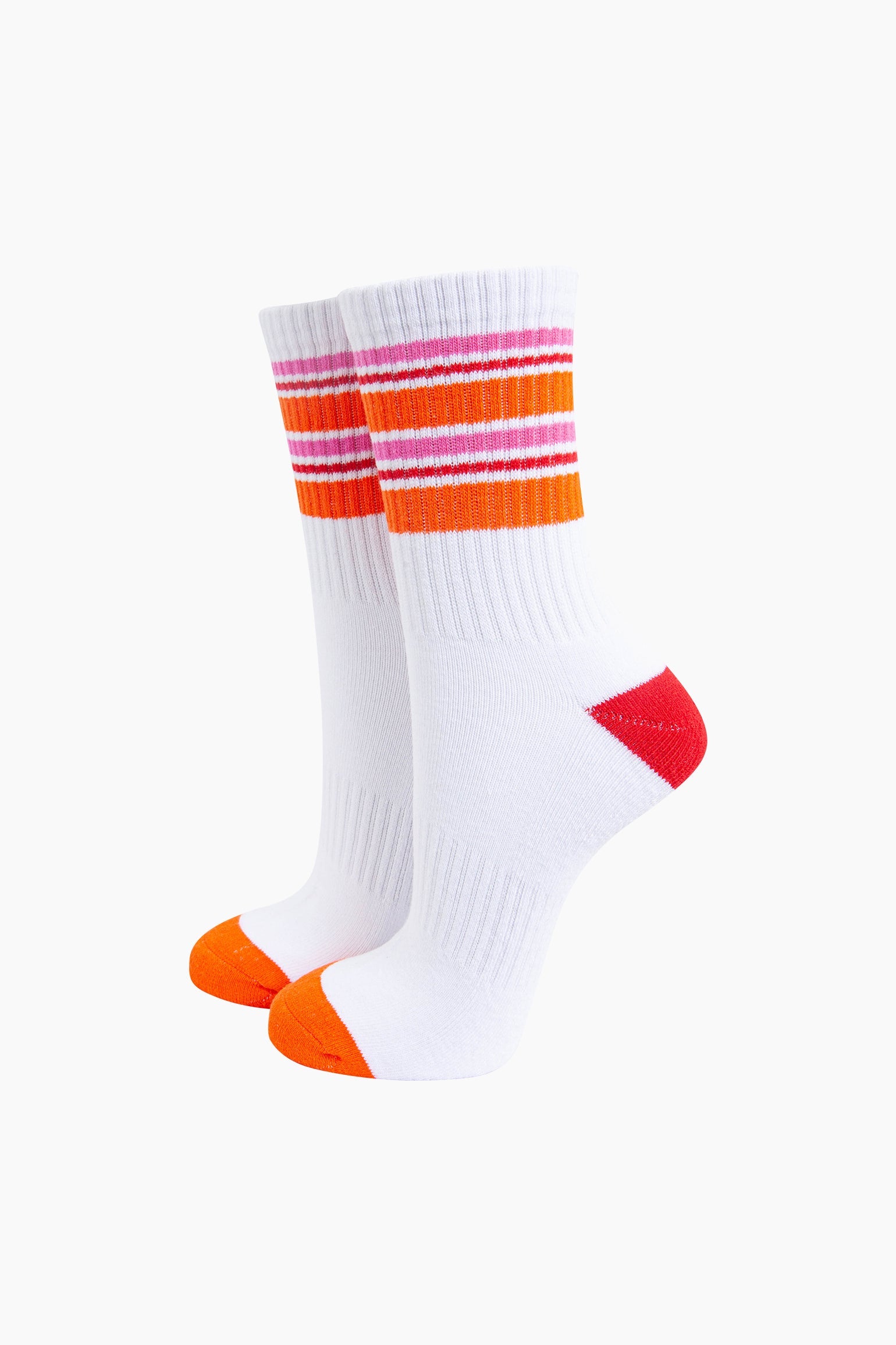 Striped-Combed-Cotton-Sports-Socks-in-Orange-Mannequin