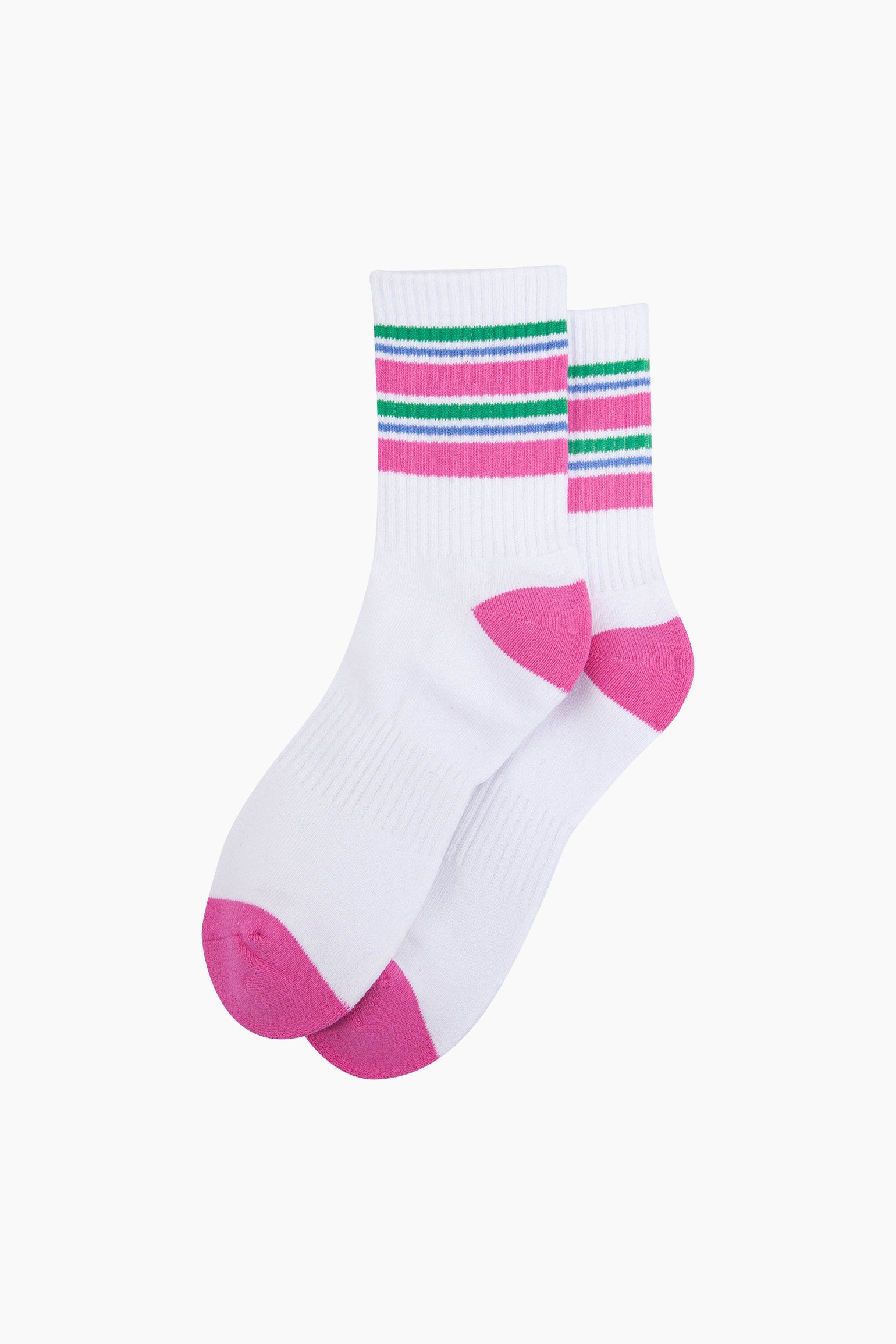 Striped-Combed-Cotton-Sports-Socks-in-Pink-Lying-Flat