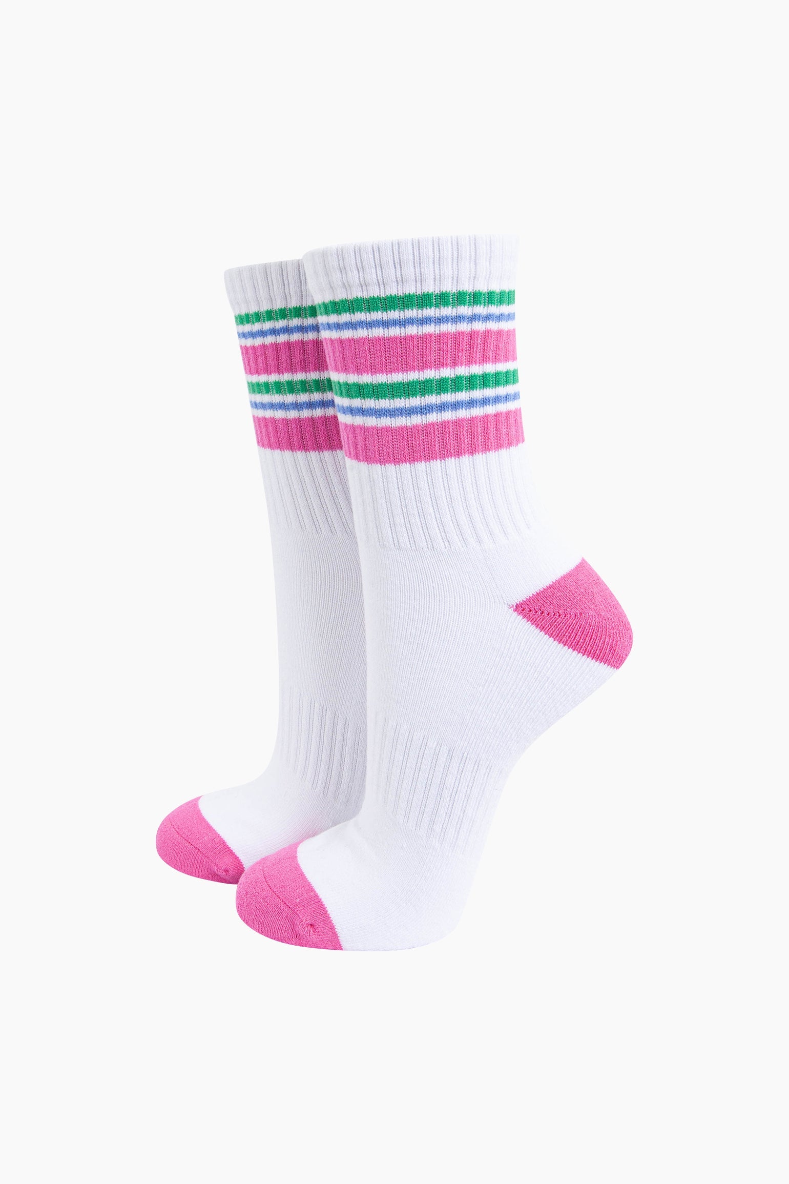 Striped-Combed-Cotton-Sports-Socks-in-Pink-Mannequin
