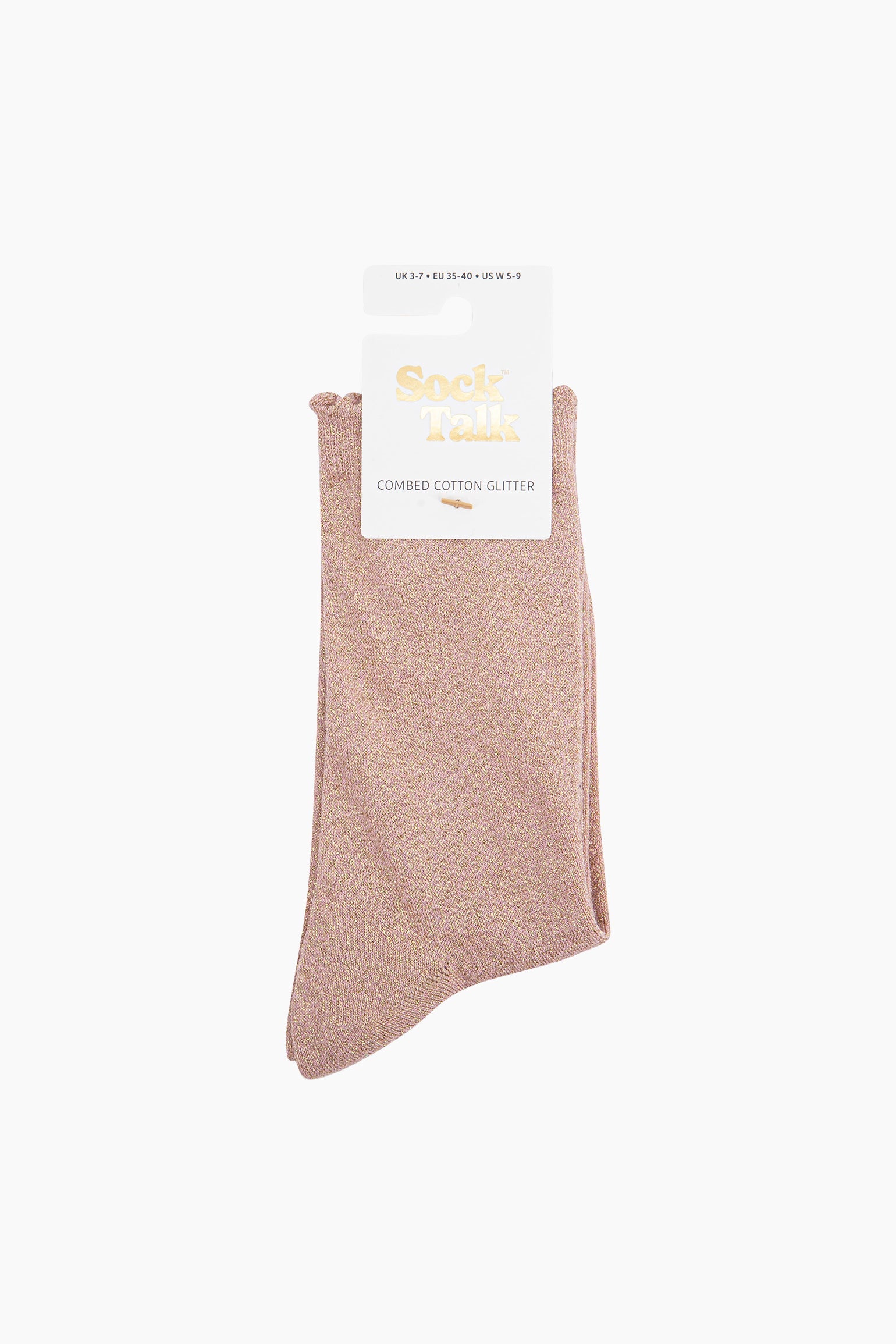 Plain-Combed-Cotton-Glitter-Socks-in-Pink-Gold-In-Packaging