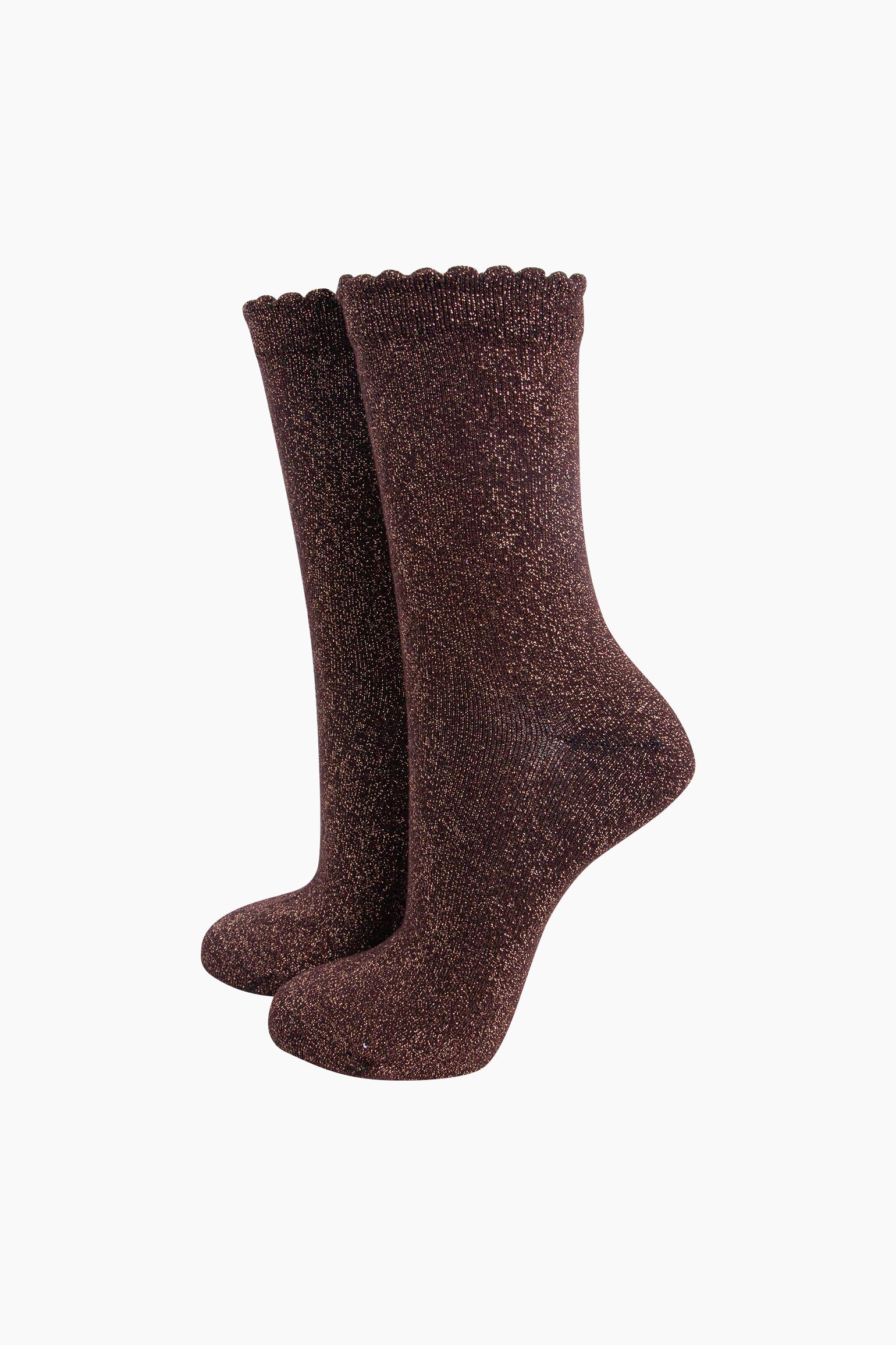 Plain-Combed-Cotton-Glitter-Socks-in-Chocolate-Brown-Mannequin