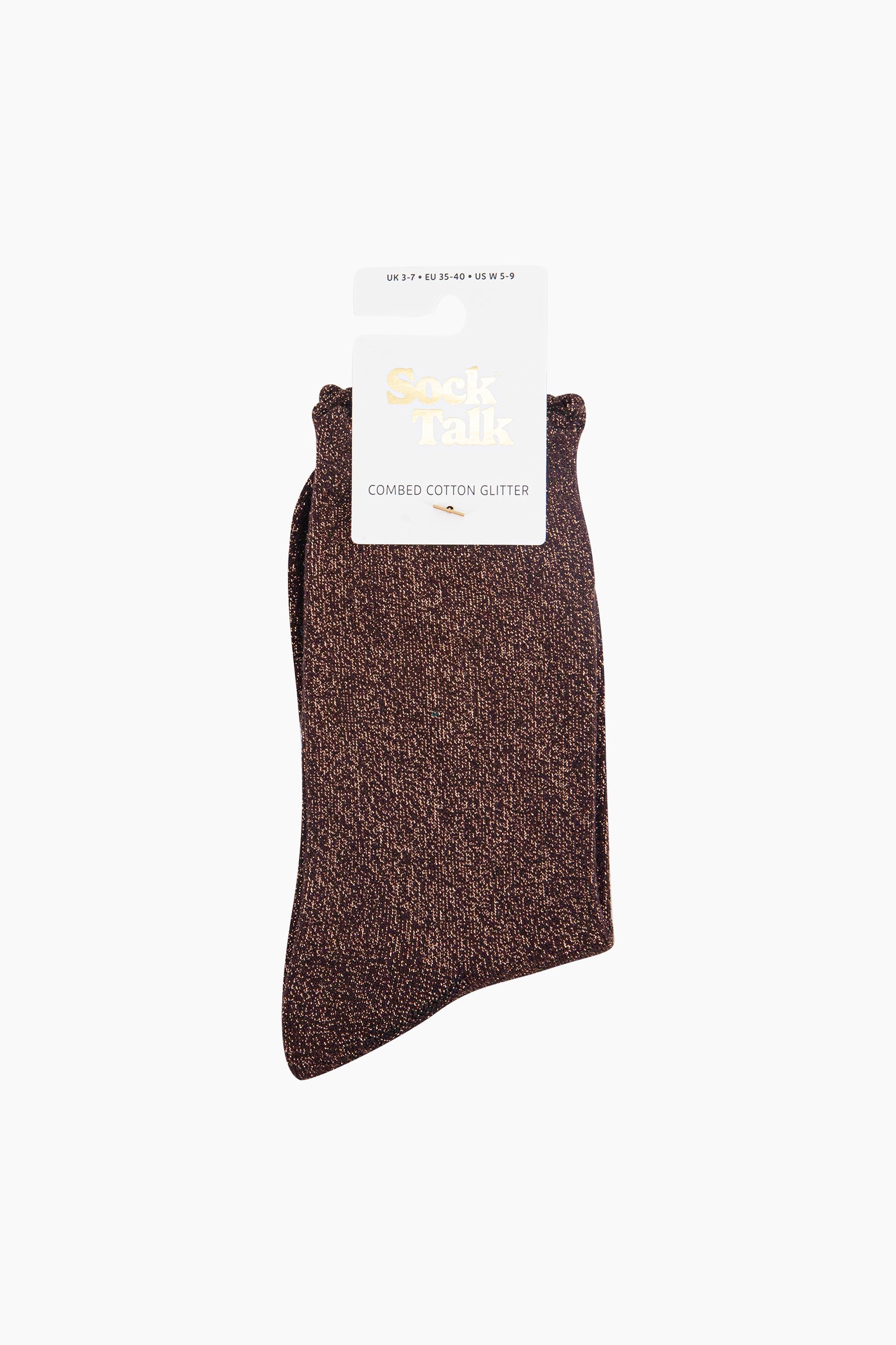 Plain-Combed-Cotton-Glitter-Socks-in-Chocolate-Brown-In-Packaging