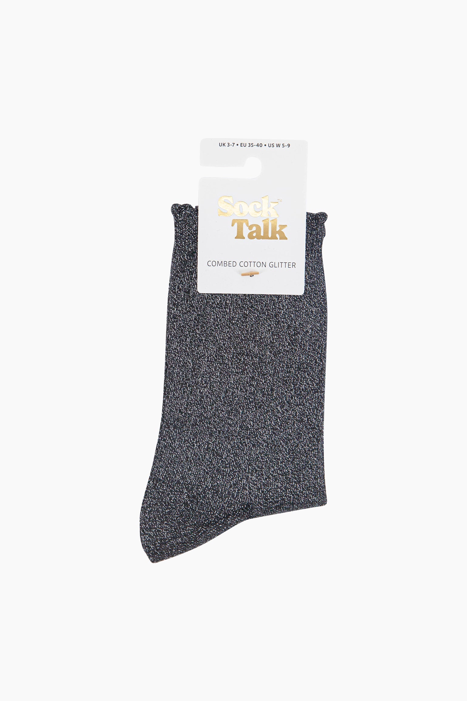 Plain-Combed-Cotton-Glitter-Socks-in-Dark-Grey-In-Packaging