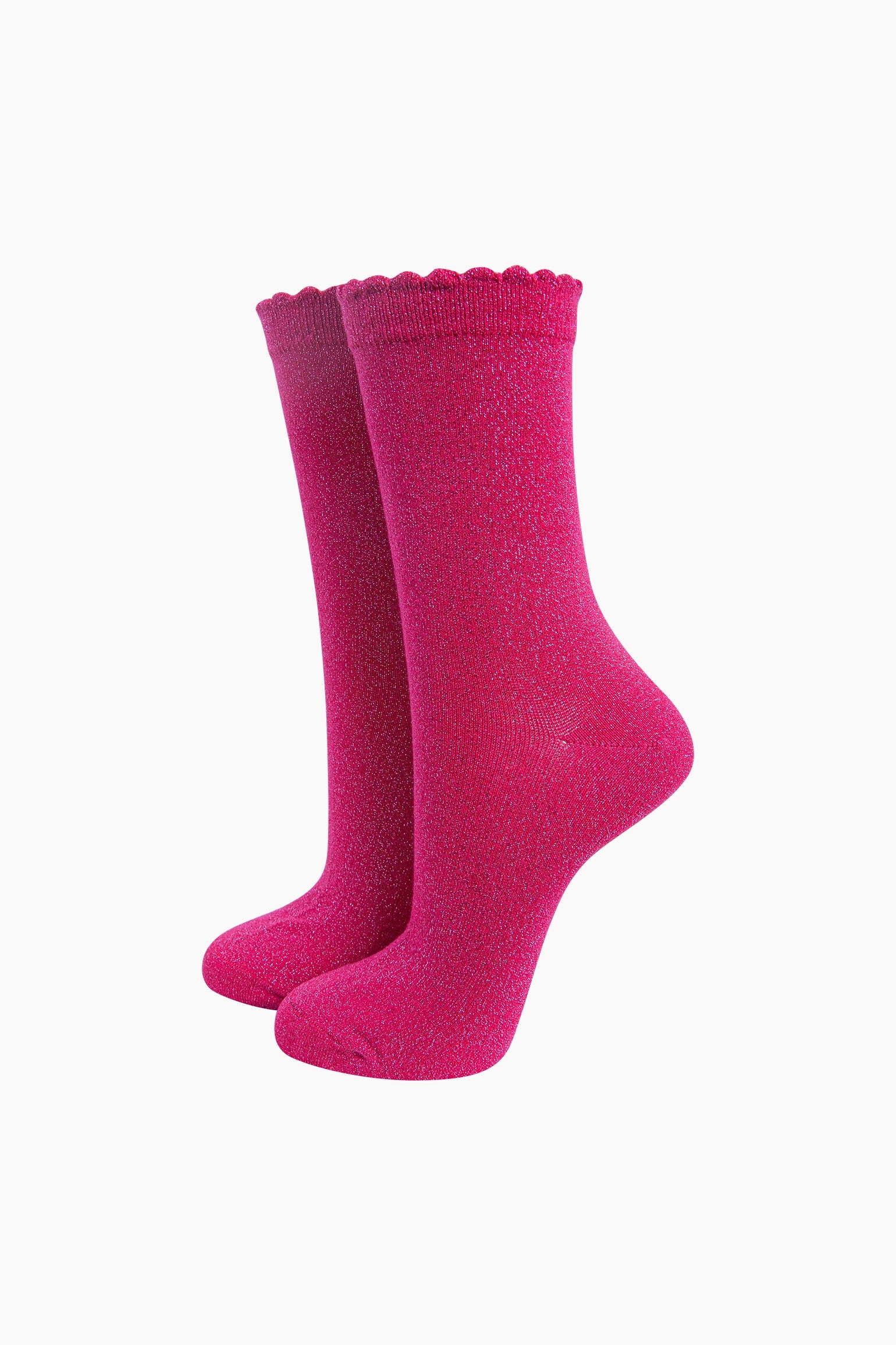 Plain-Combed-Cotton-Glitter-Socks-in-Fuchsia-Mannequin