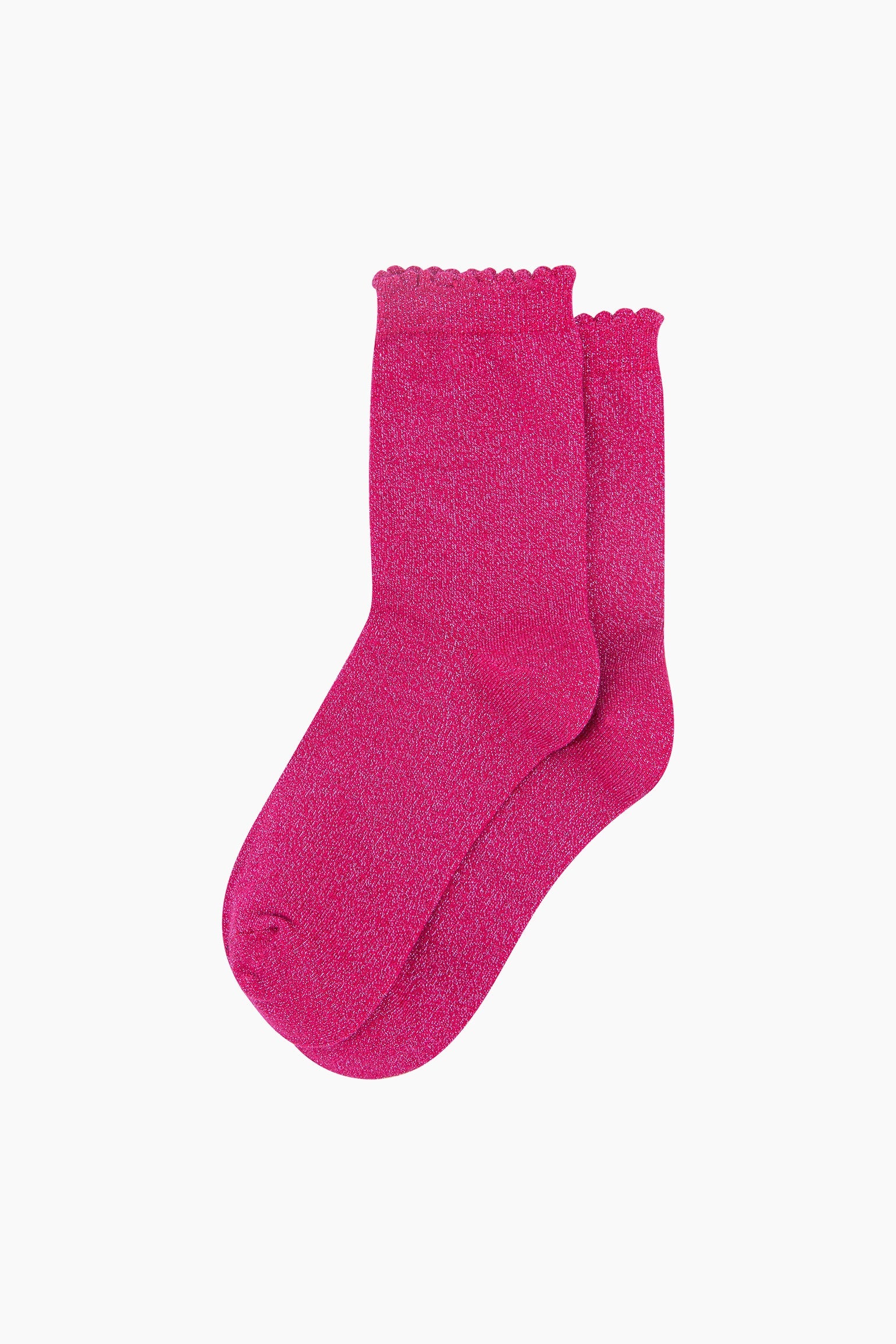 Plain-Combed-Cotton-Glitter-Socks-in-Fuchsia-Lying-Flat